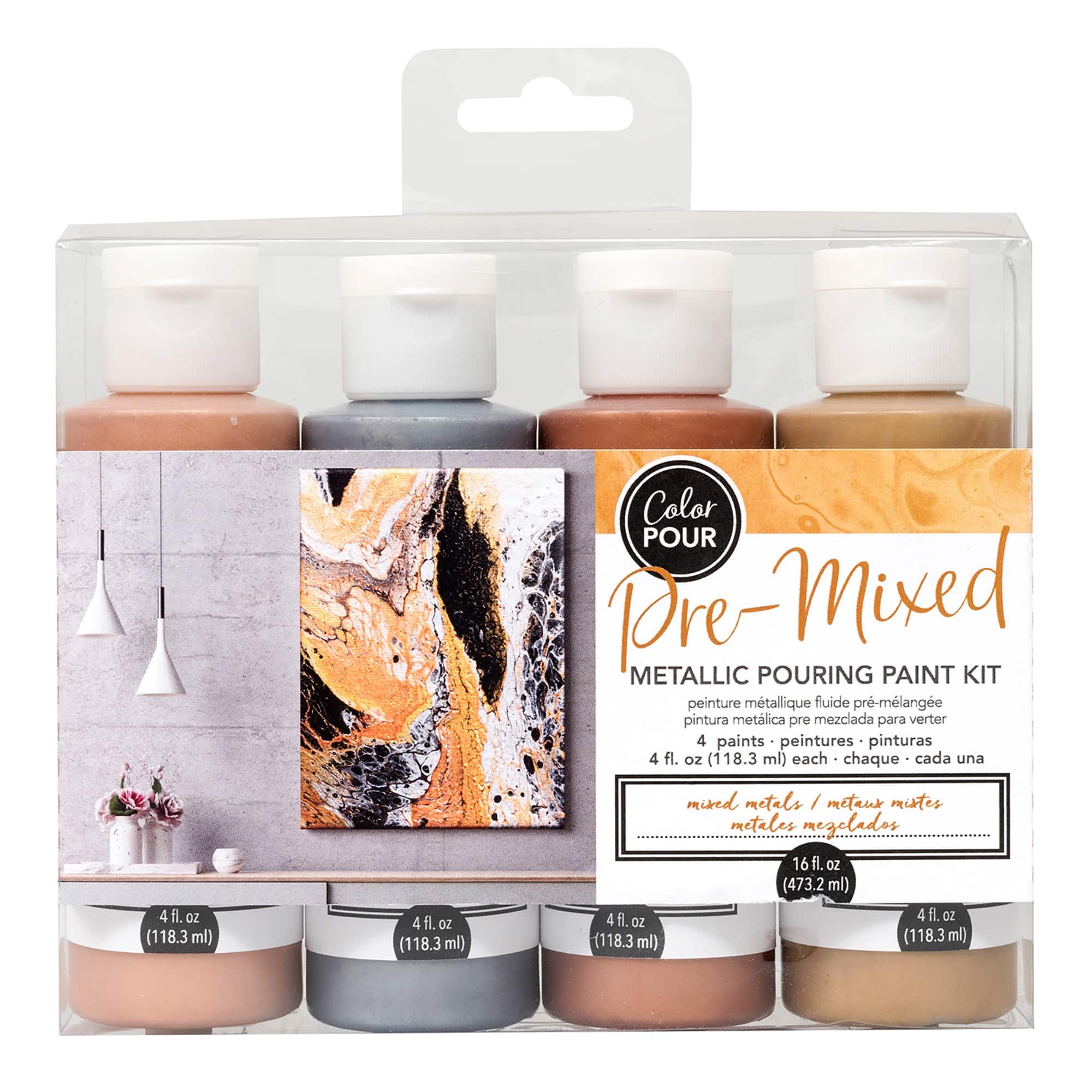 Color Pour Pre-Mixed Metallic Pouring Paint Kit