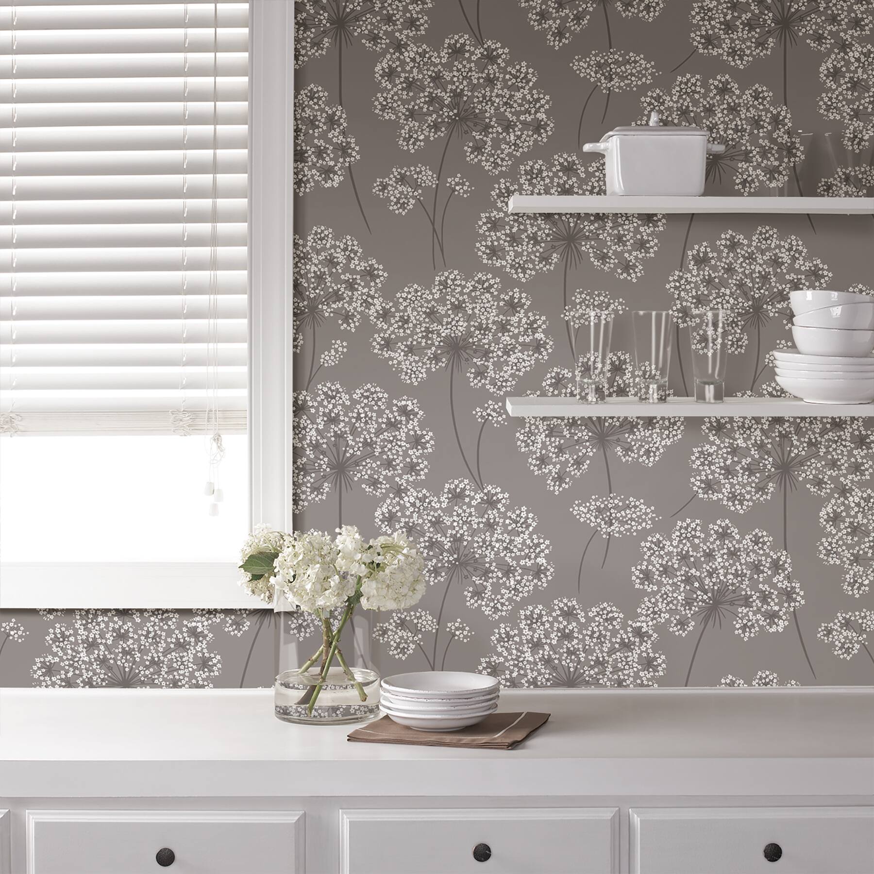 NuWallpaper Angelica Gray Peel & Stick Wallpaper