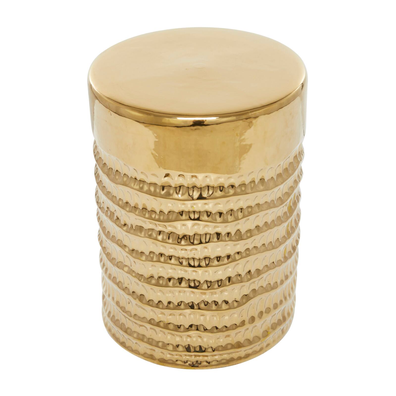 18" Gold Stoneware Glam Accent Table