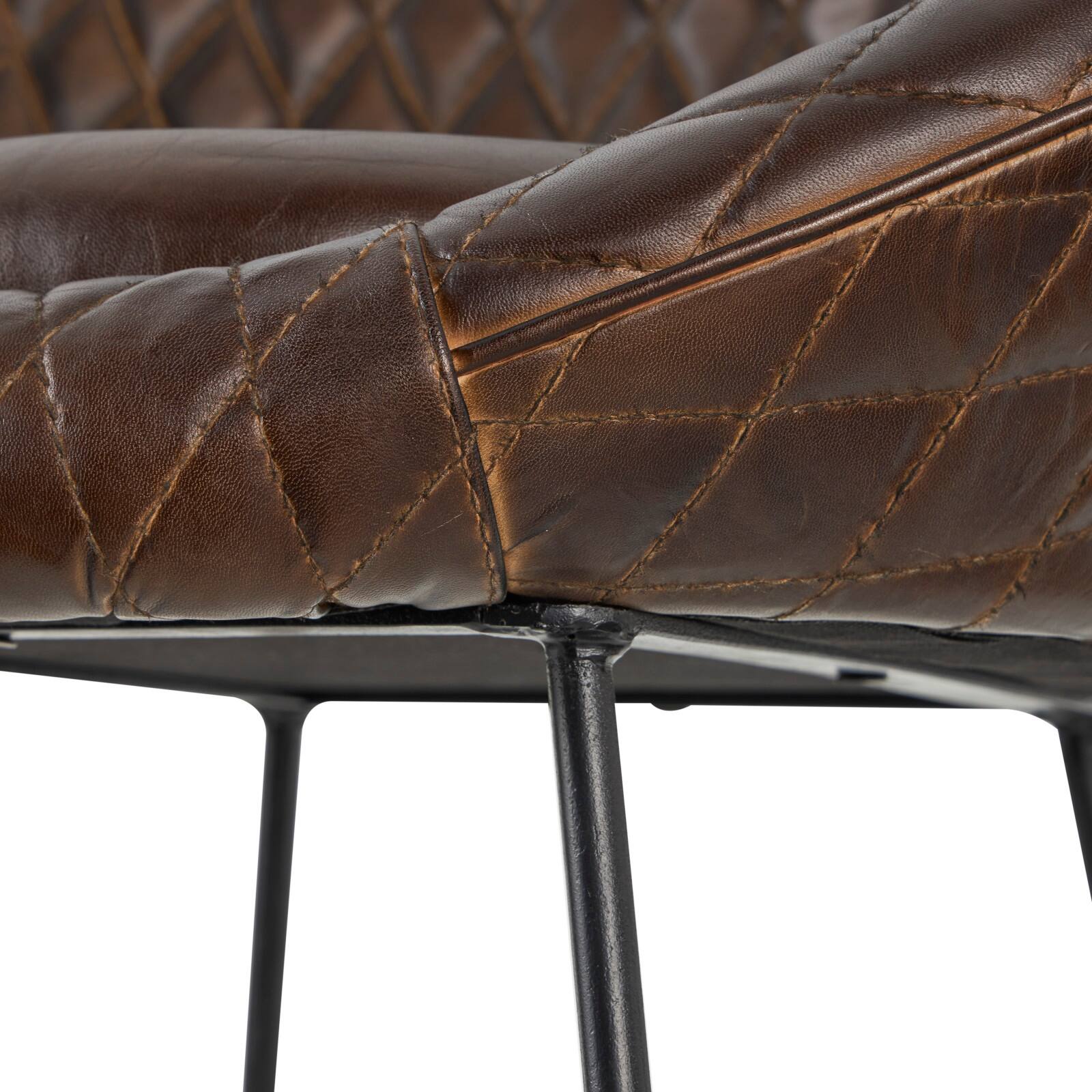 41.5" Leather Round Diamond Tufted Bar Stool with High Back