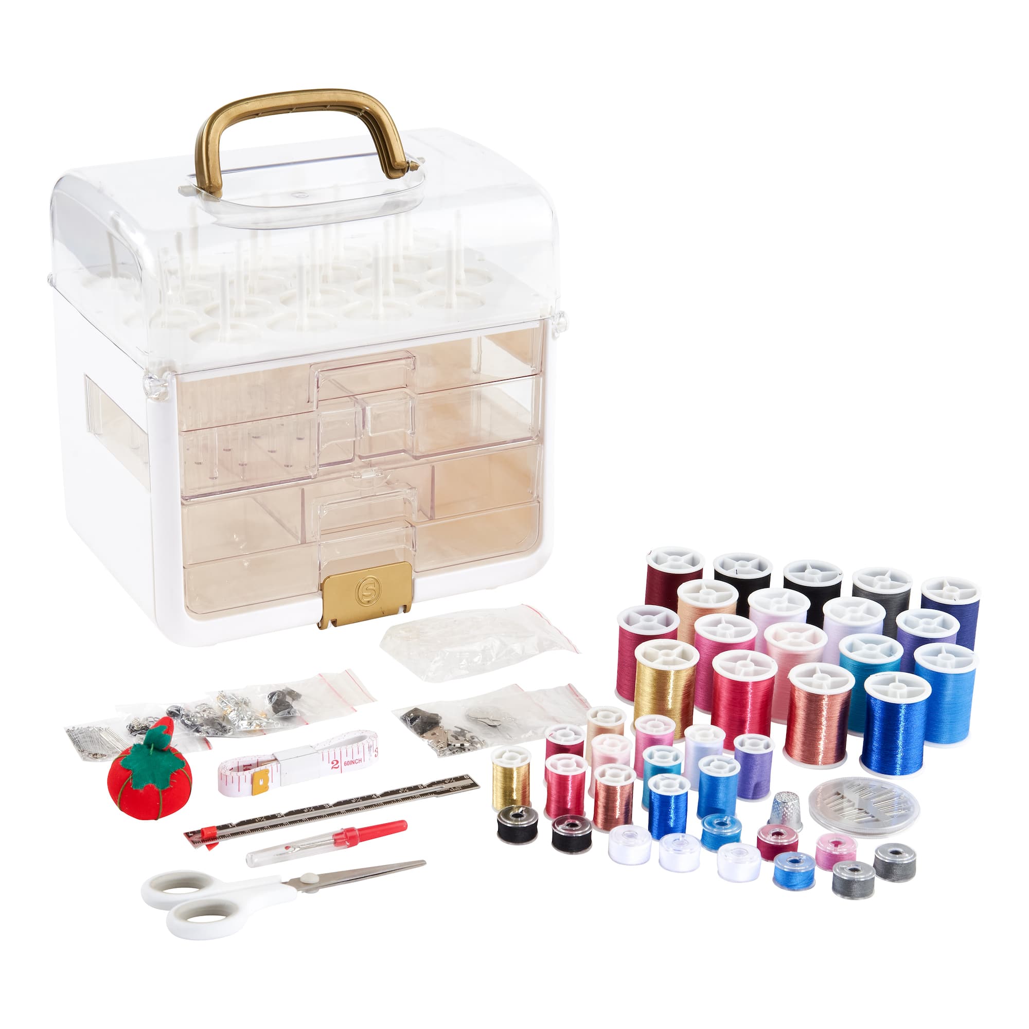 SINGER® Sew-It-Goes 255 Piece Sewing Kit & Craft Organizer Sewing Storage Case with Metallic Embroidery Thread