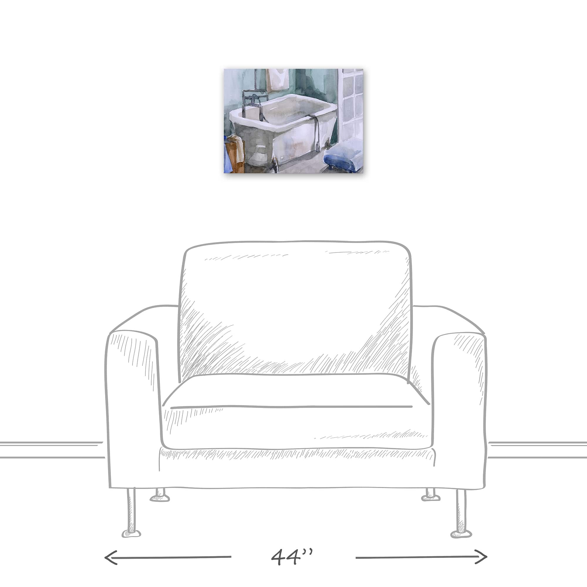 Bathroom Scene 16" x 12" Canvas Wall Art