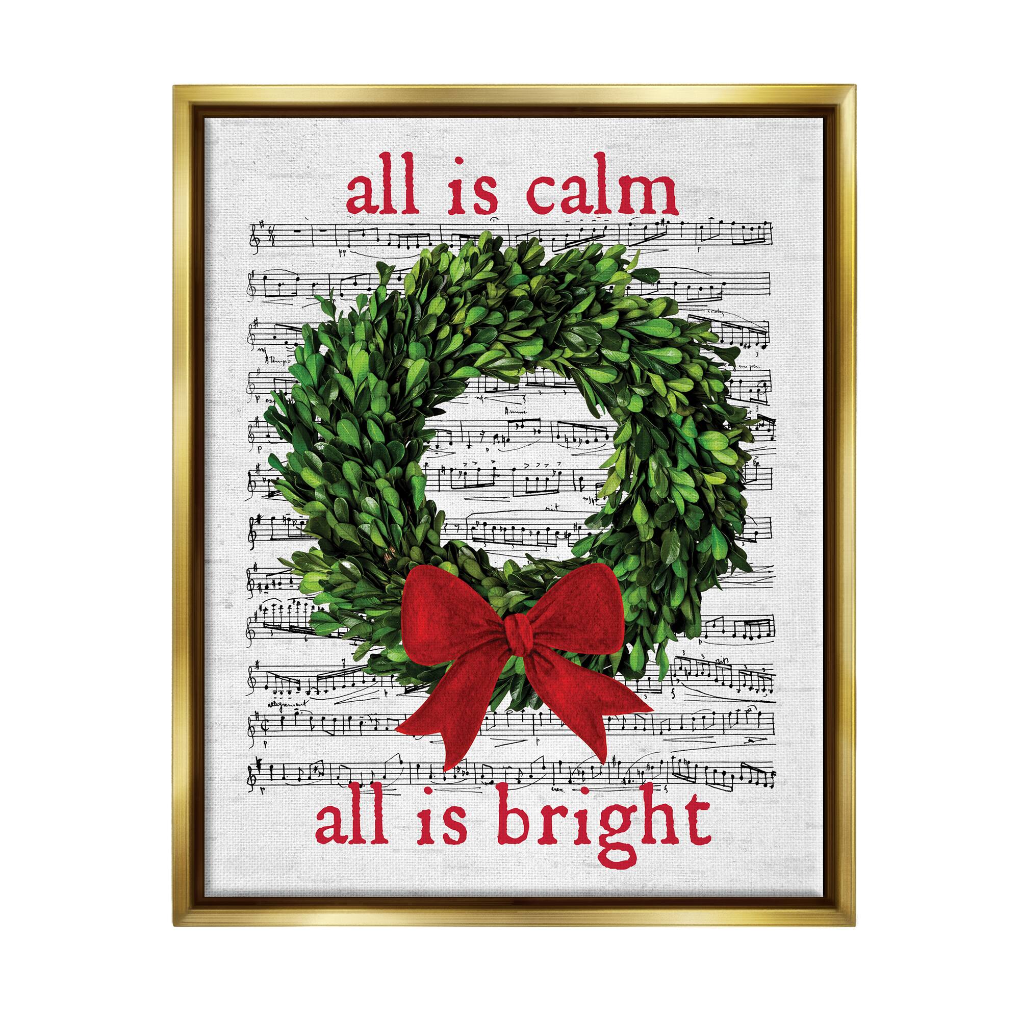 Stupell Industries All Is Calm Christmas Song Framed Floater Canvas Wall Art