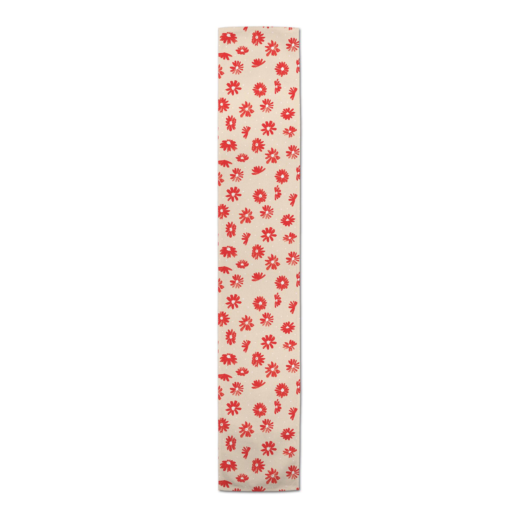 Painted Orange Flowers Cotton Twill Runner