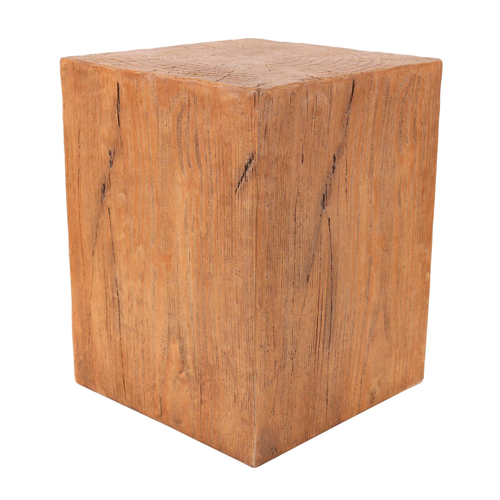 18" Natural Textured Wood Grain Outdoor Accent Table