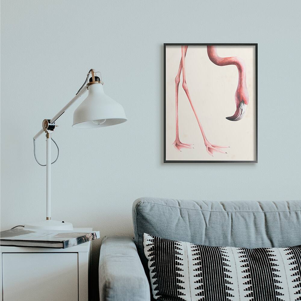 Stupell Industries Pink Flamingo Bending Feet Beak Detail Framed Wall Art
