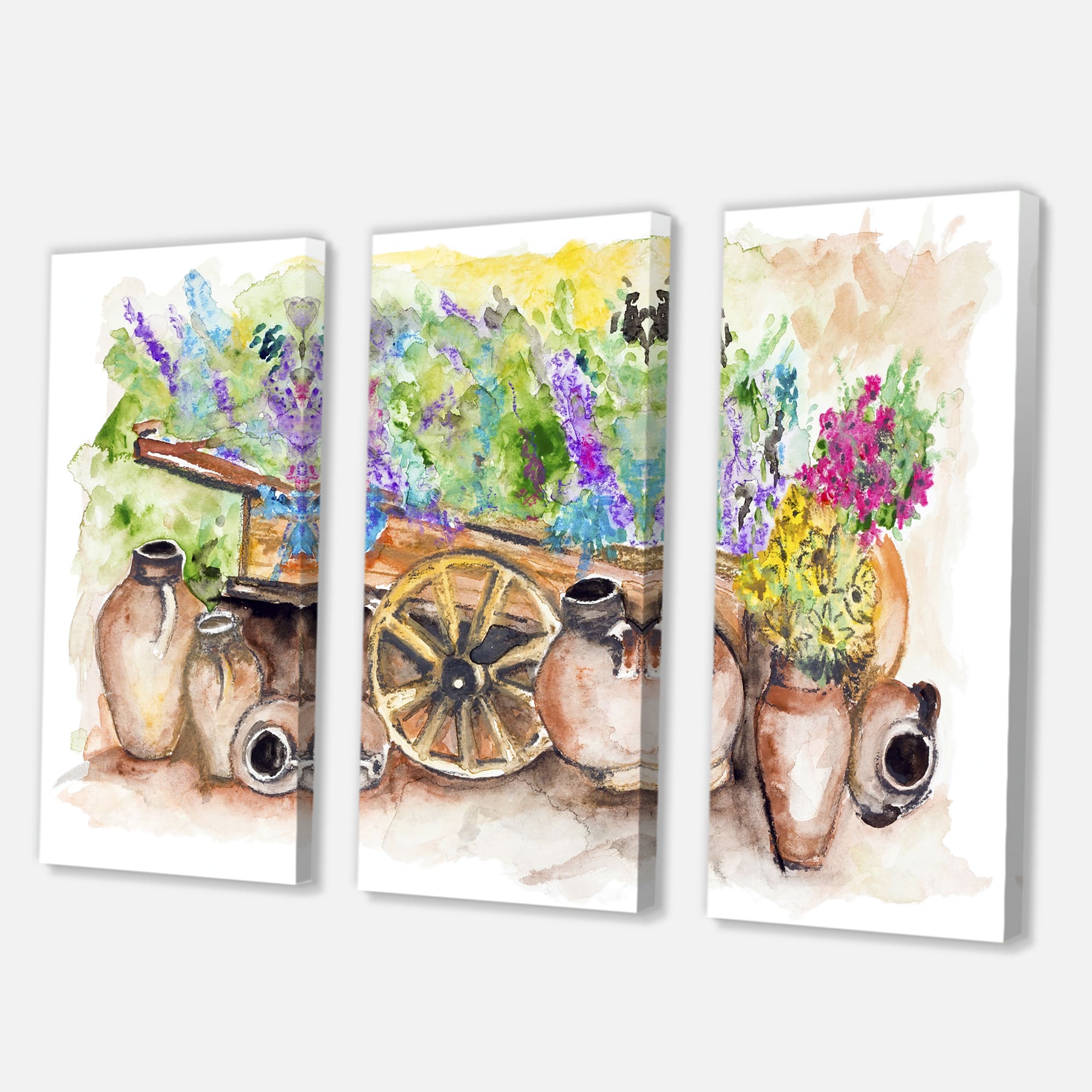 Designart - Lavender Flowers On Ancient Cart