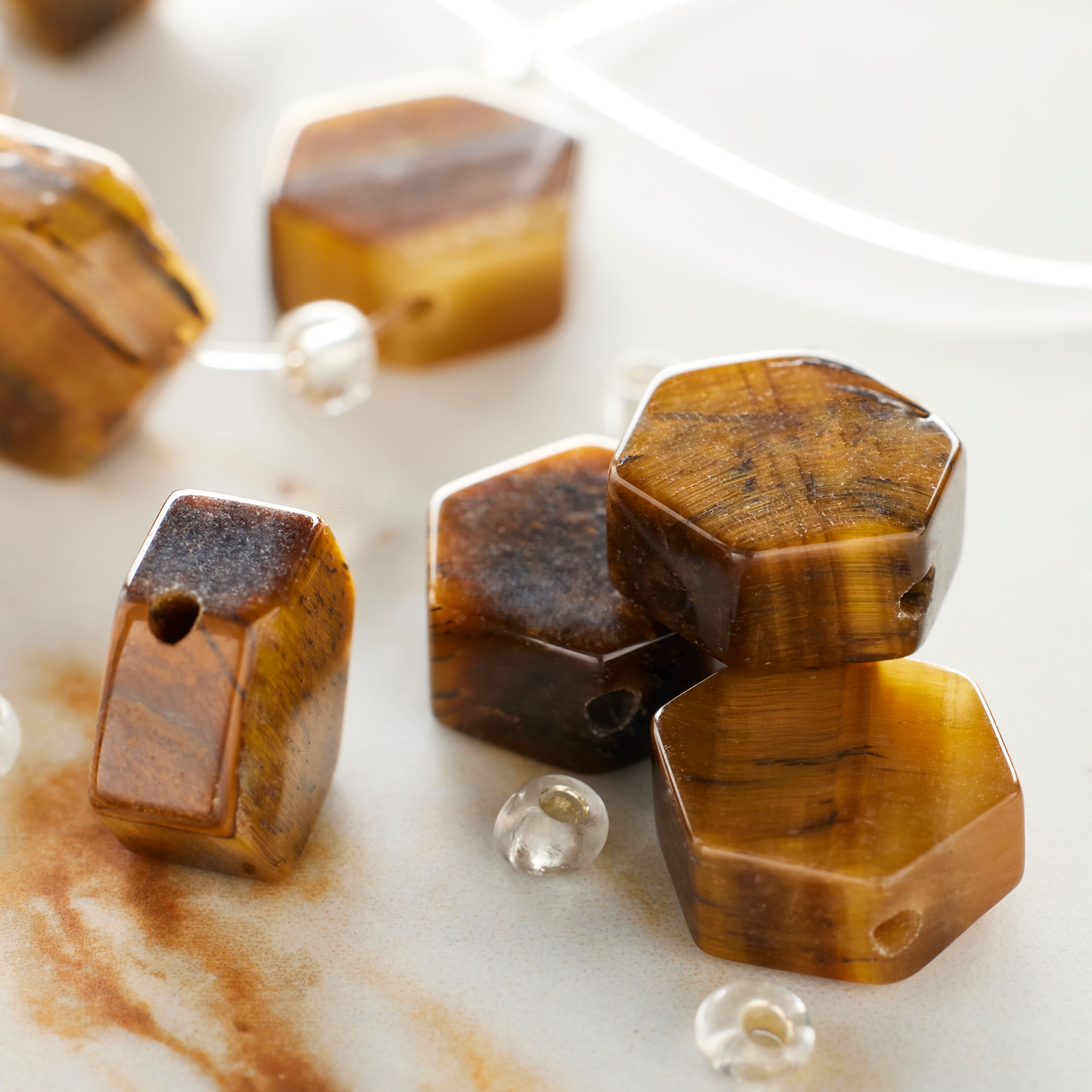 Tigereye Hexagon Beads, 12mm by Bead Landing™