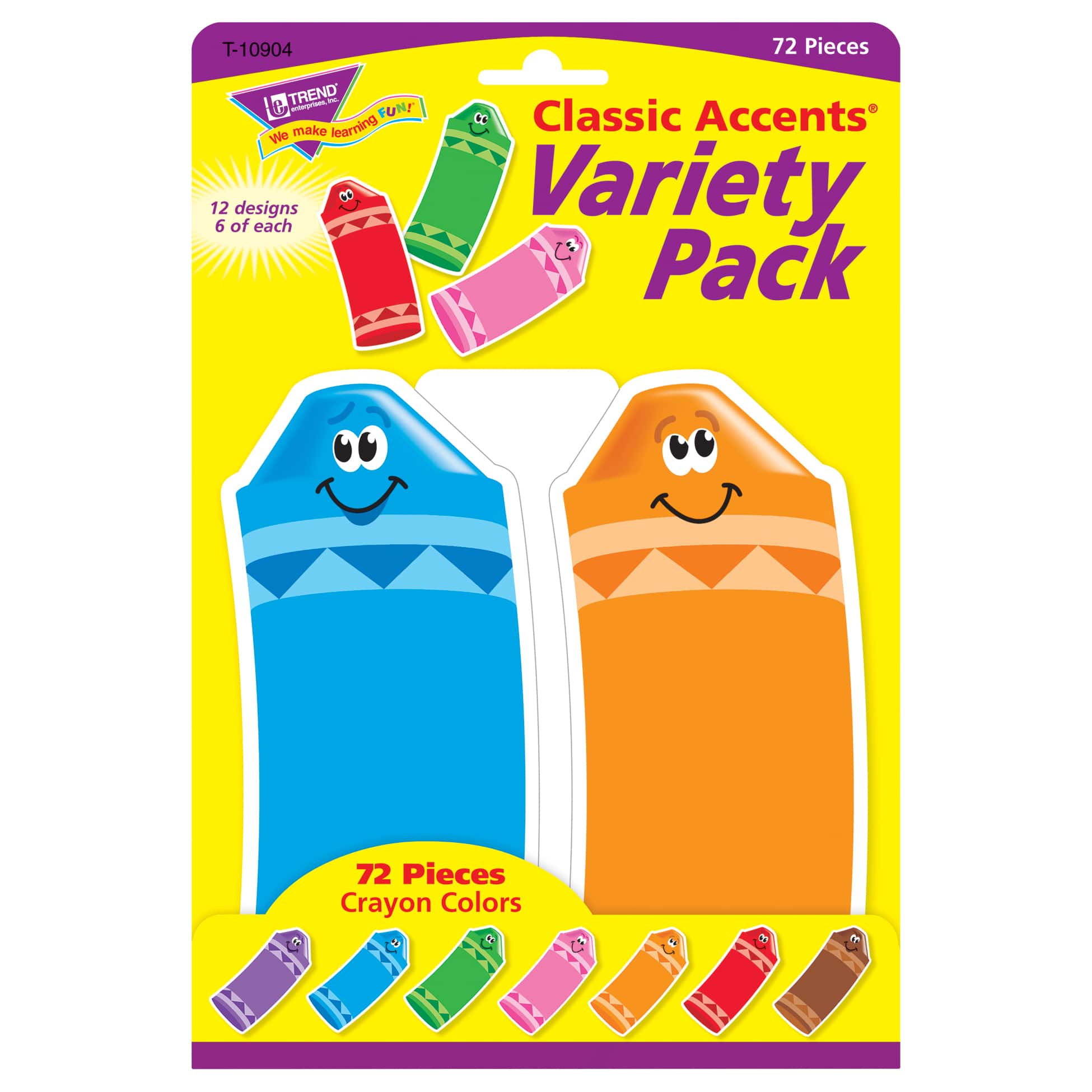 Trend Classic Accents® Crayon Colors Variety Pack, 3 Packs of 72