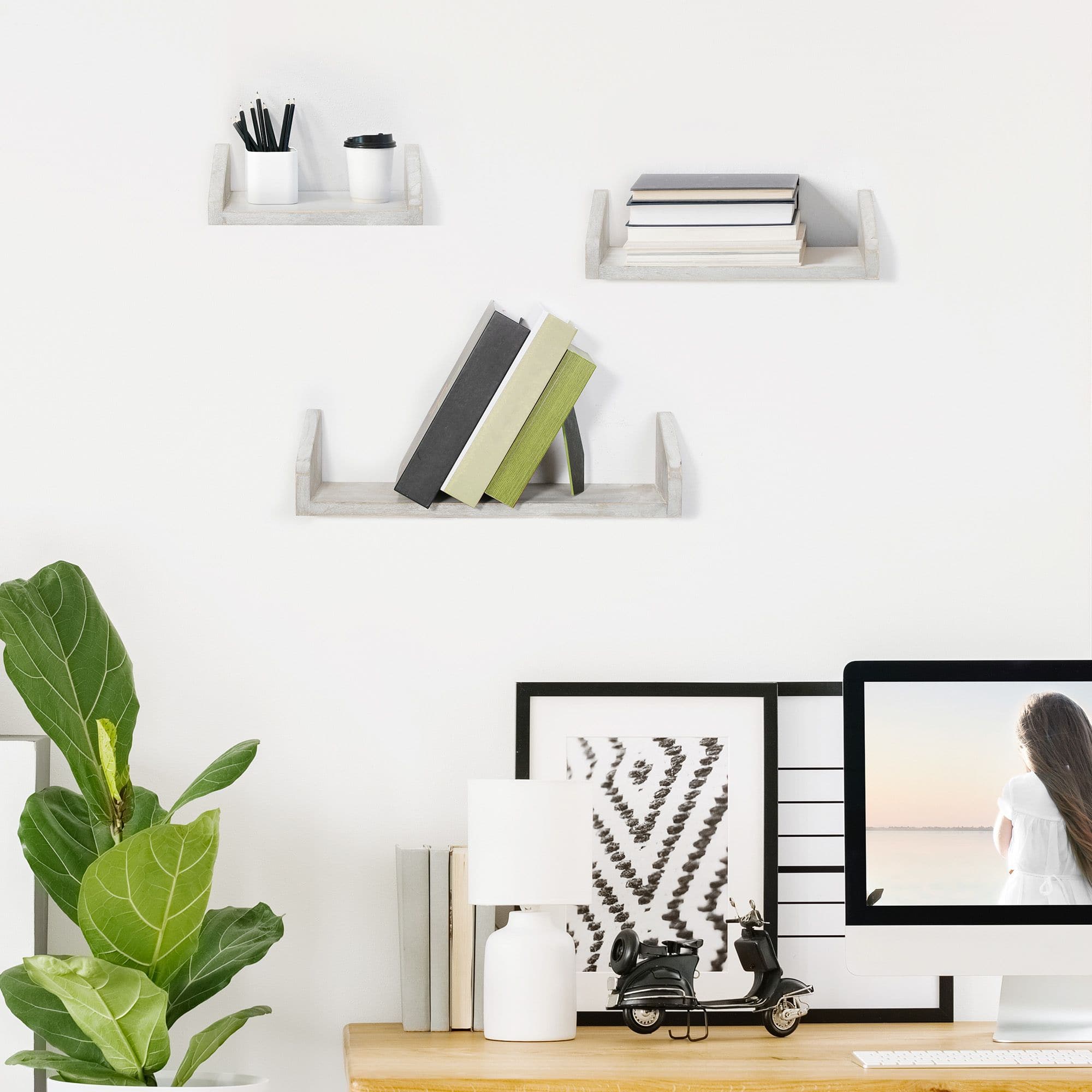 NEX™ Rustic Gray Floating Shelves Set