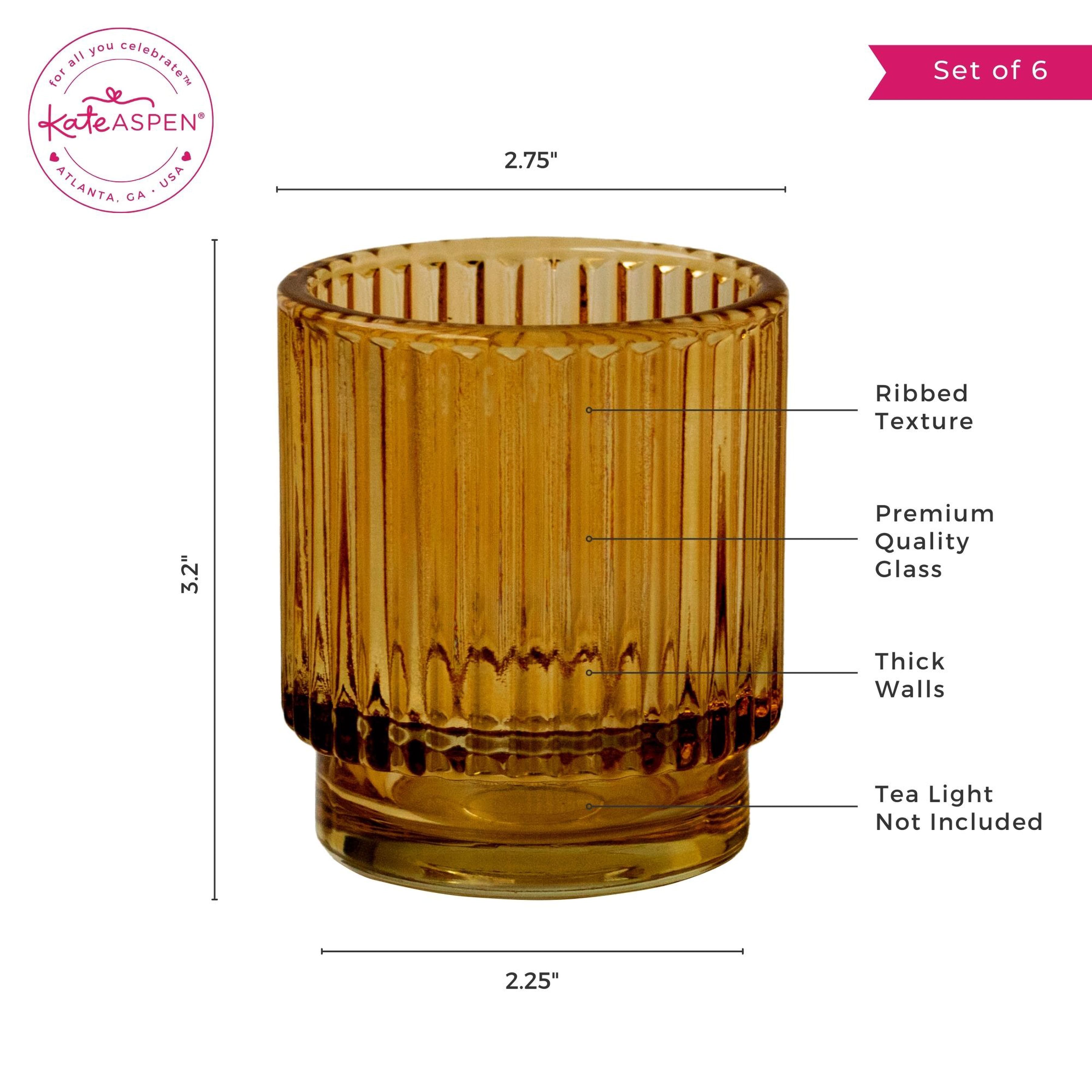 Kate Aspen® Ribbed Glass Votive Candle Holder Set