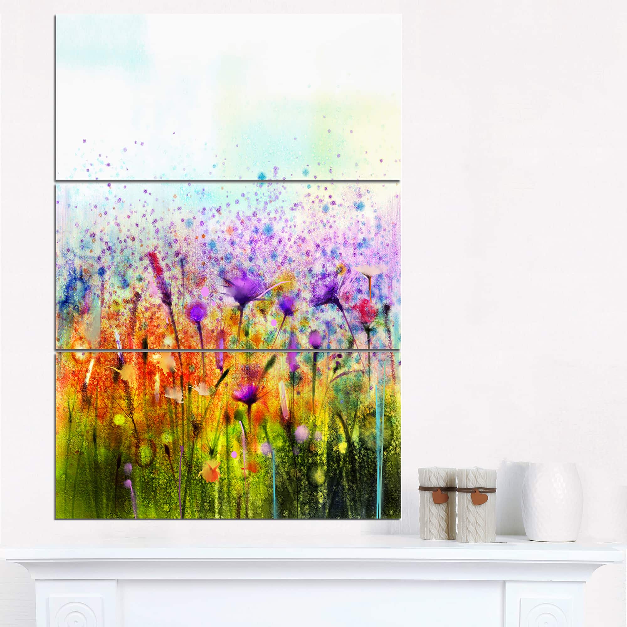 Designart - Abstract Cosmos of Colorful Flowers - Large Flower Canvas Wall Art