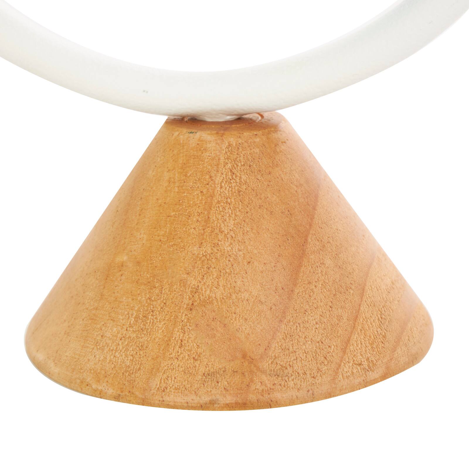 Black & White Metal Abstract Circular Ring Candle Holder with Wooden Cone Bases Set