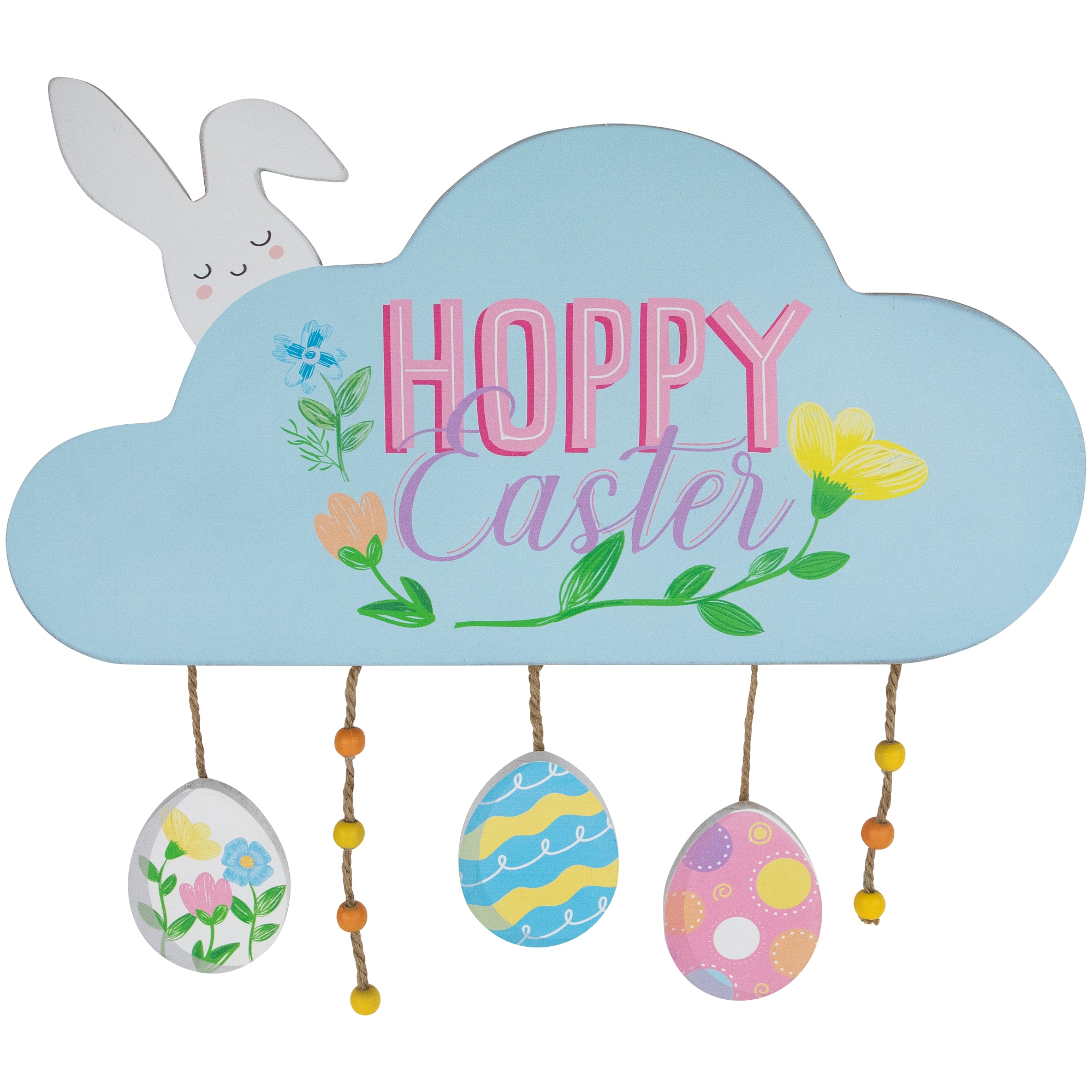 Hoppy Easter Bunny with Eggs Wooden Wall Sign By Northlight in Yellow | 15.75" x 15.75" | Michaels®