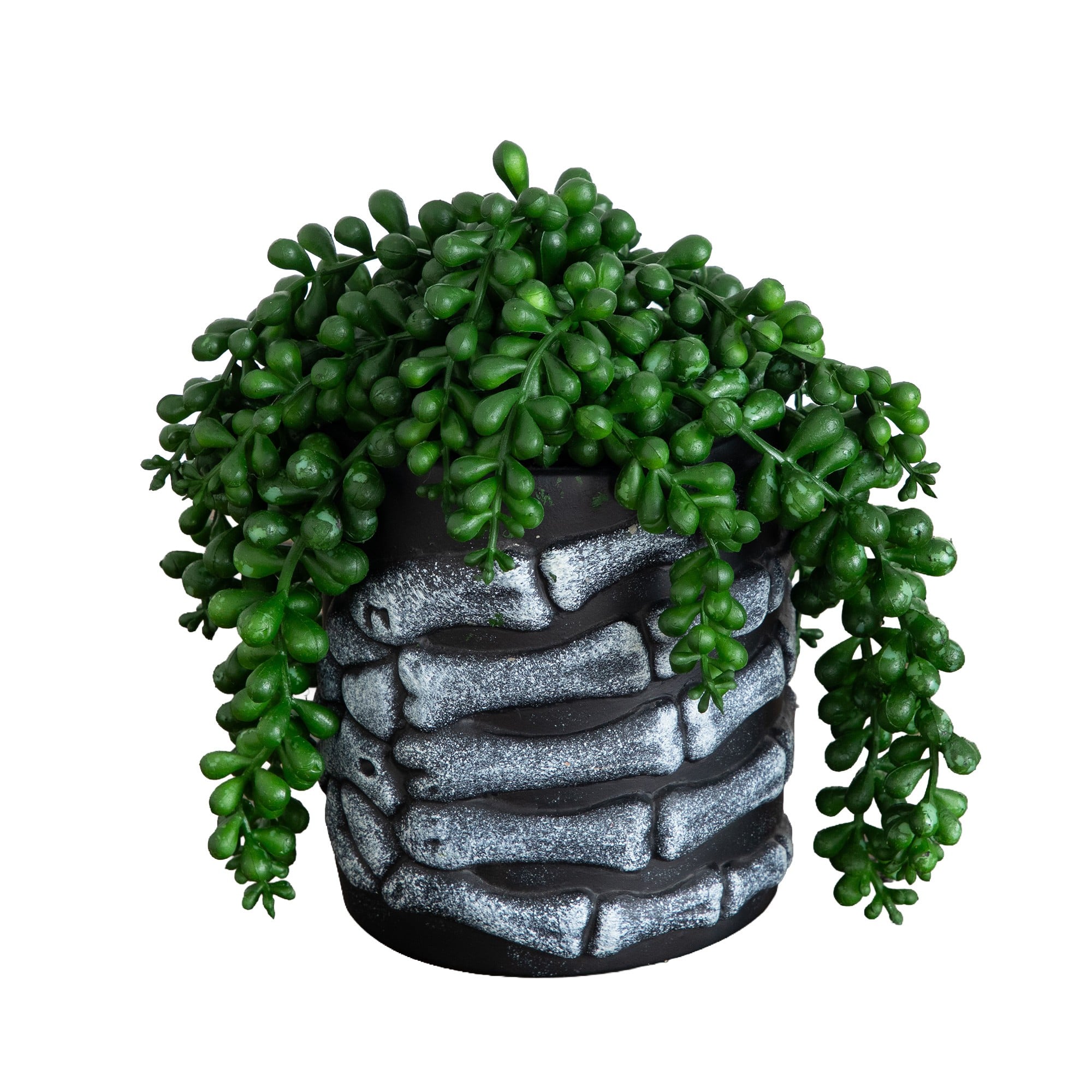 7" Artificial Halloween String of Pearls in Skeleton Hand Planter