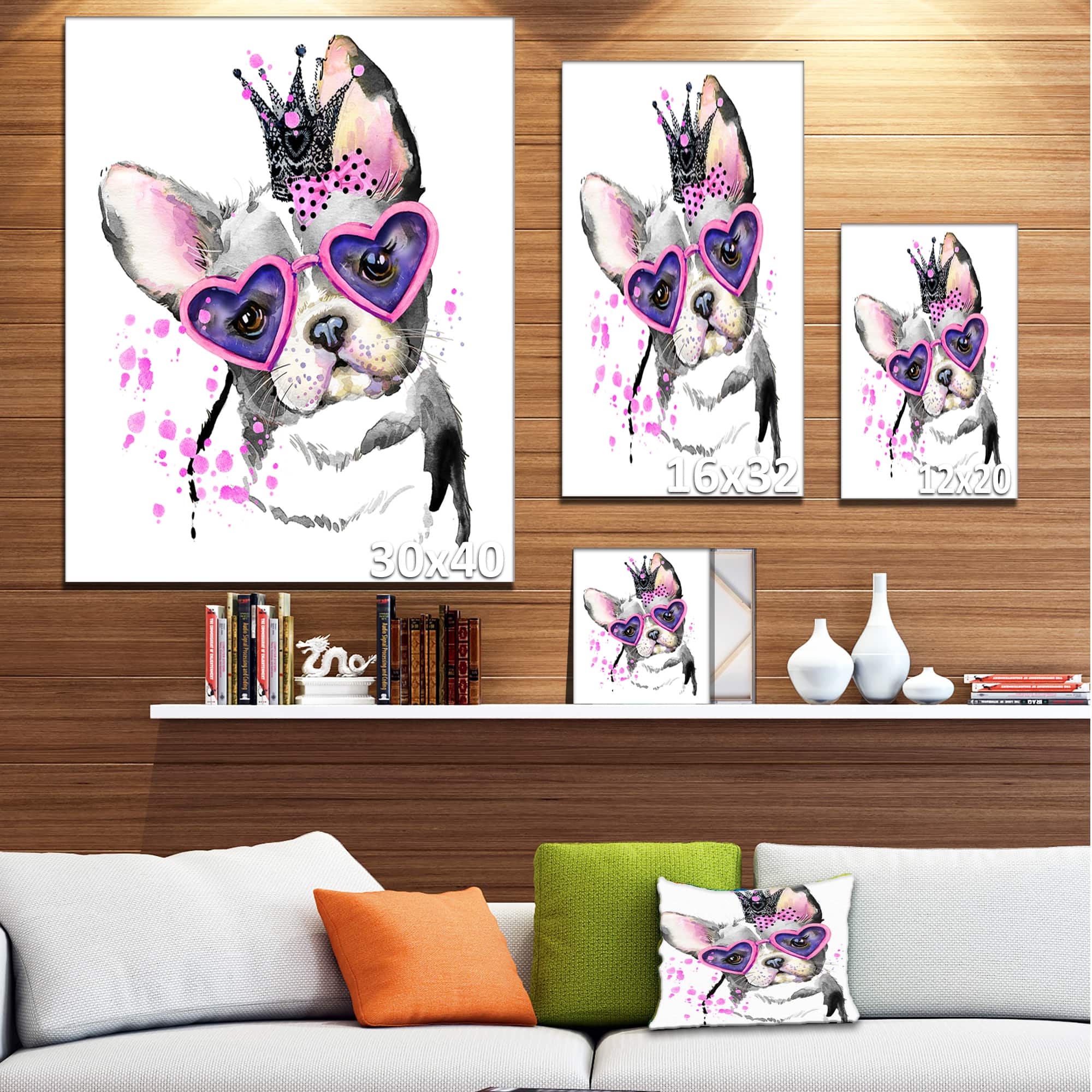 Designart - Sweet Funny Dog with Glasses - Animal Canvas Wall Art