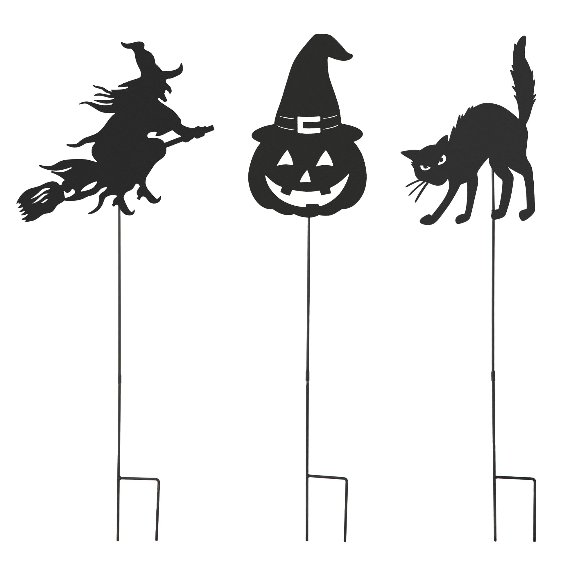 Glitzhome® 36" Halloween Metal Silhouette Yard Stake Or Hanging Décor Set