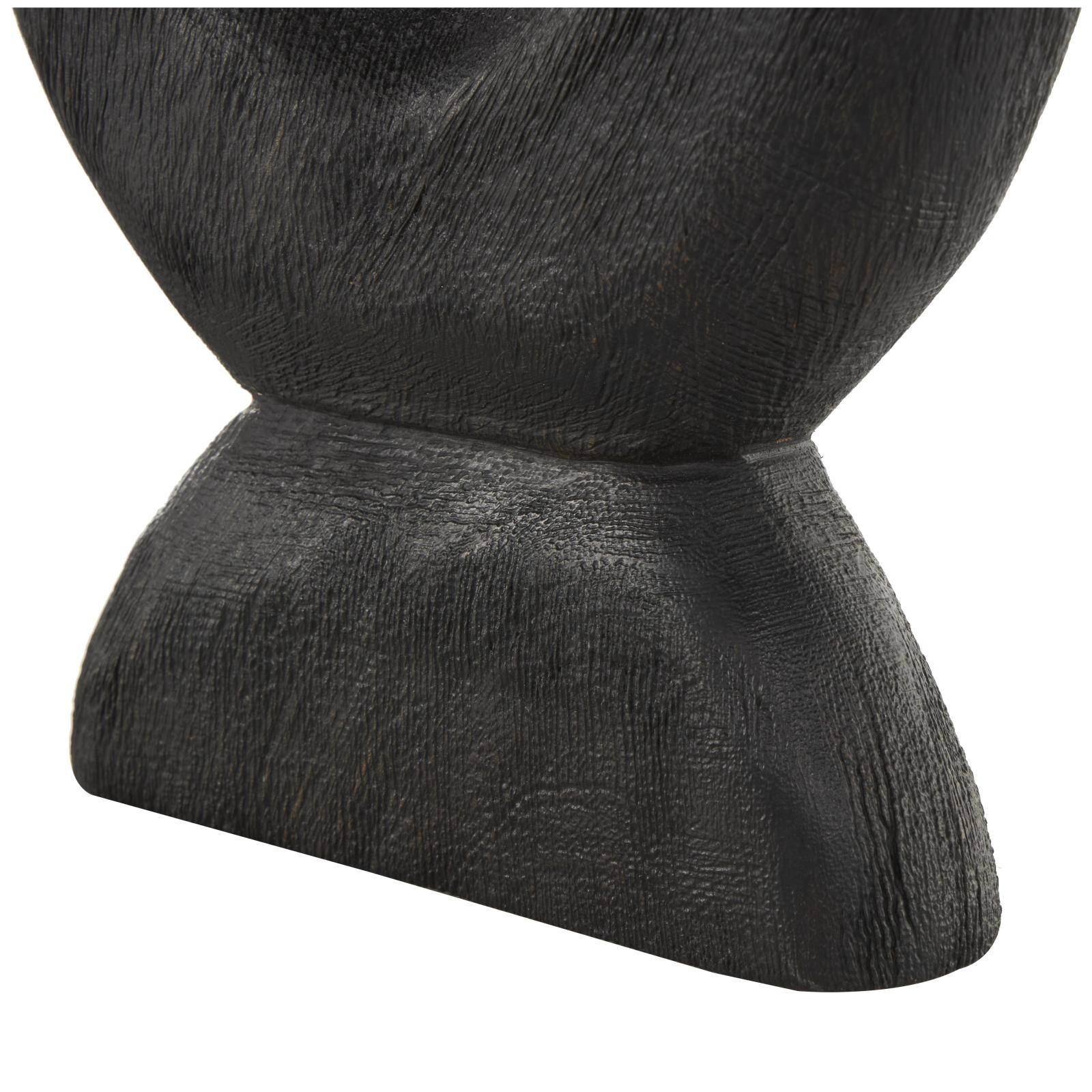 Black Mango Wood Abstract Oval Sculpture Set