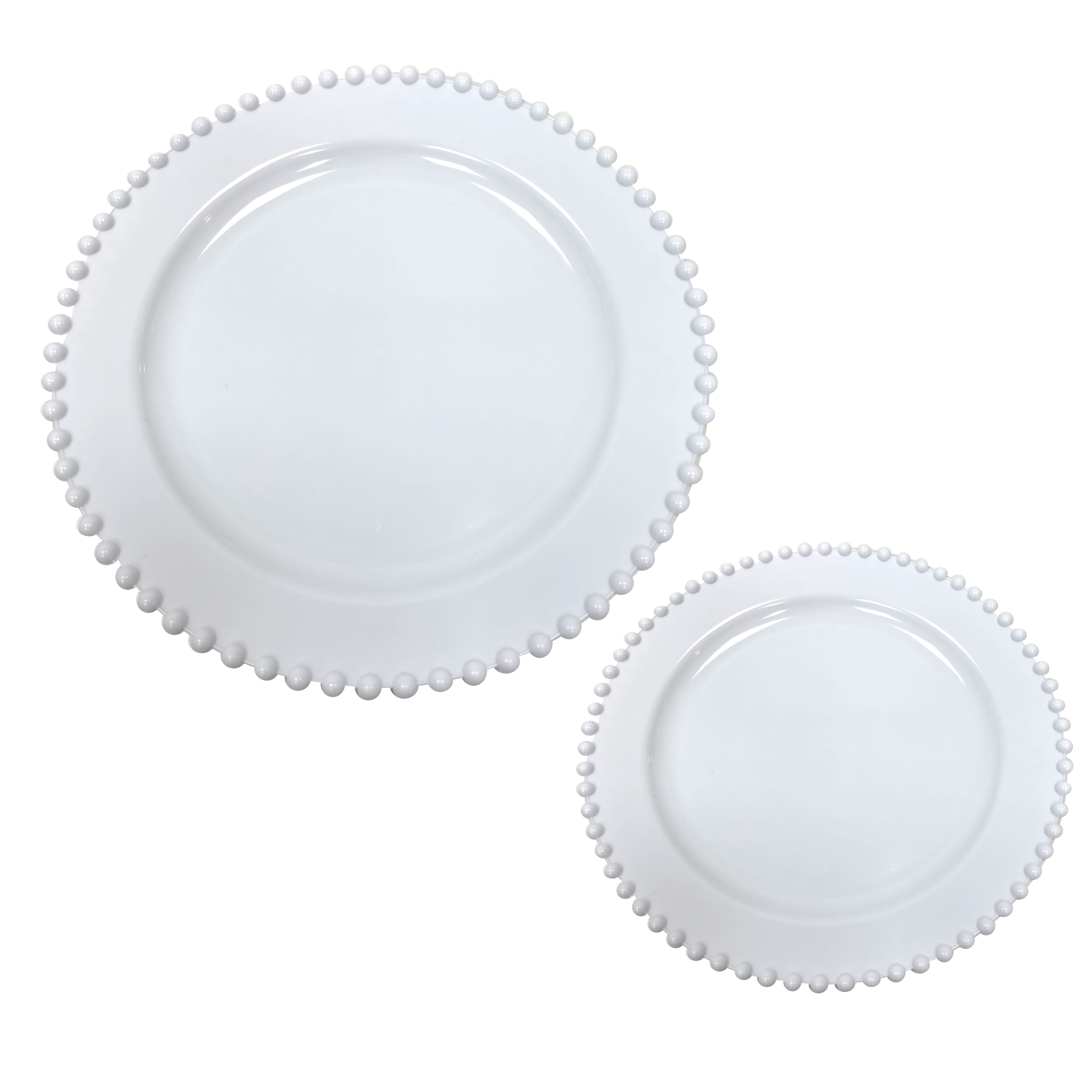 8 Packs: 20 ct. (160 total) White Beaded Lunch & Dinner Plates by Celebrate It™