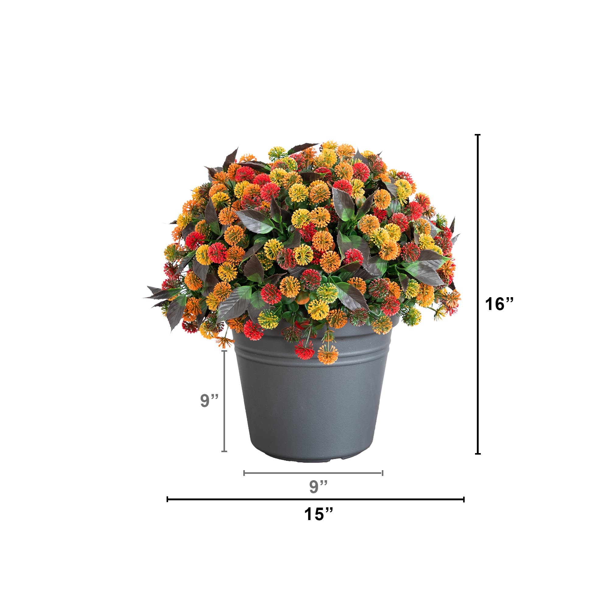 16" UV Resistant Autumn Artificial Mixed Fall Mum Plant in Pot