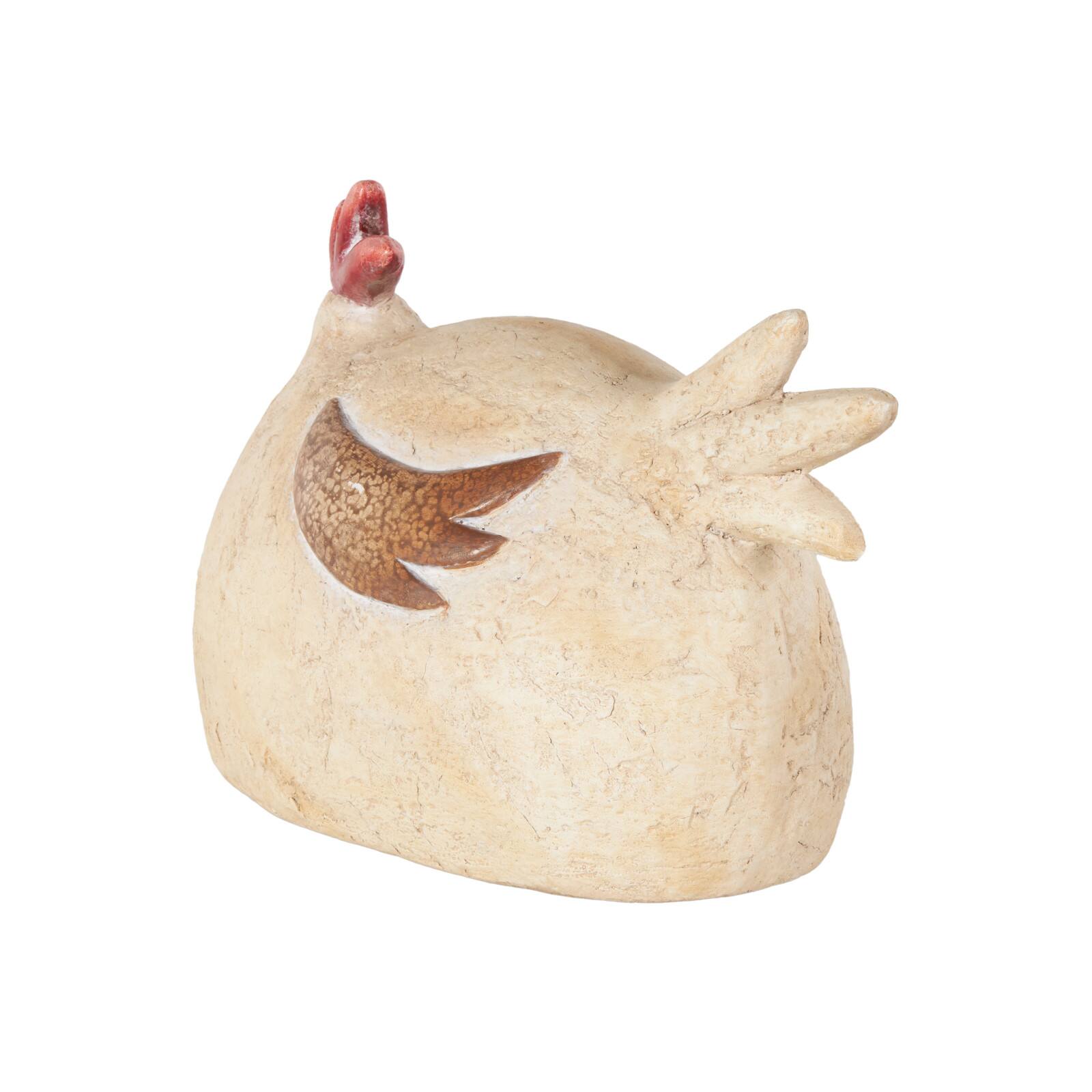 9.5" Cream & Red Magnesium Oxide Rooster Sitting Garden Sculpture