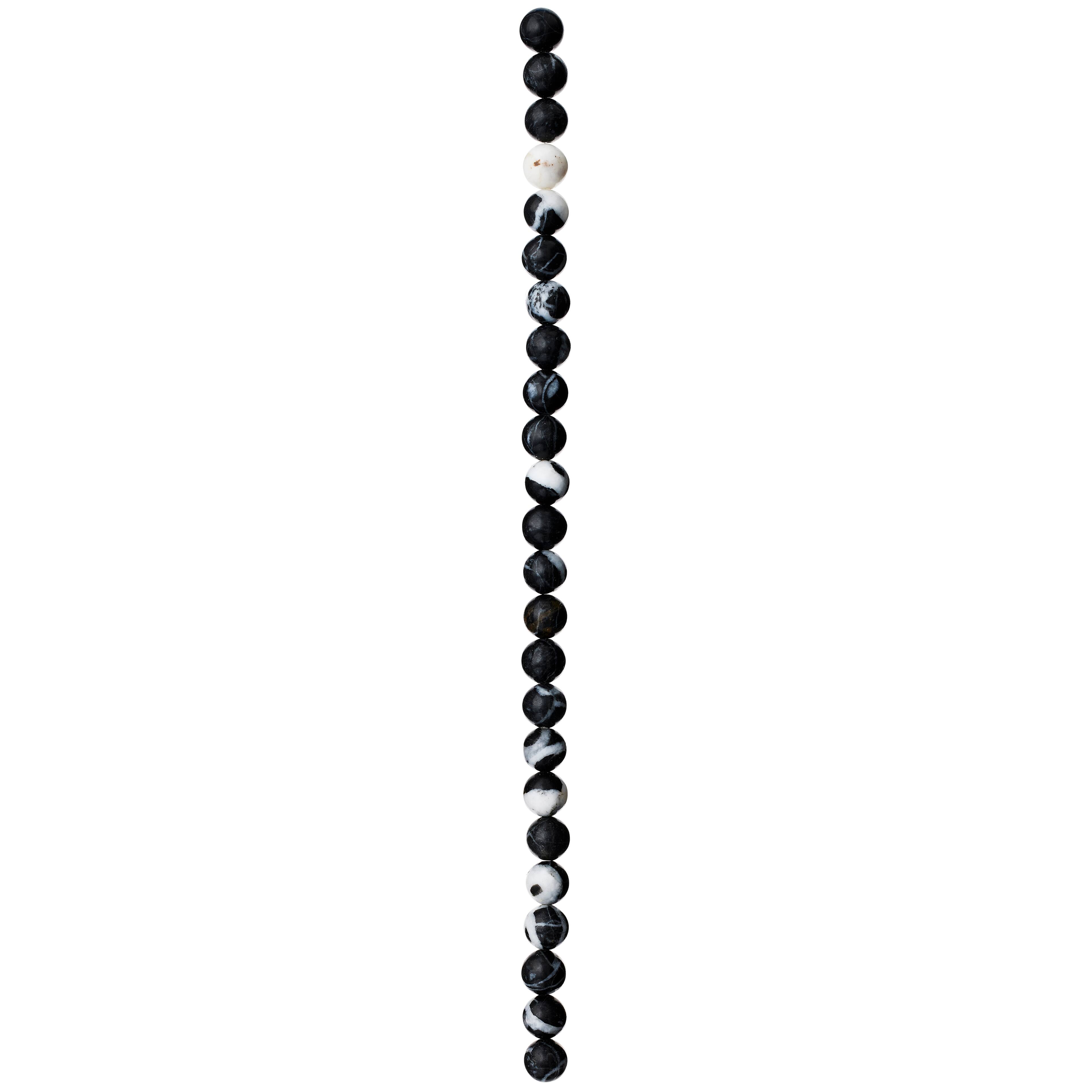 12 Pack:  Black & White Zebra Stone Round Beads, 8mm by Bead Landing™