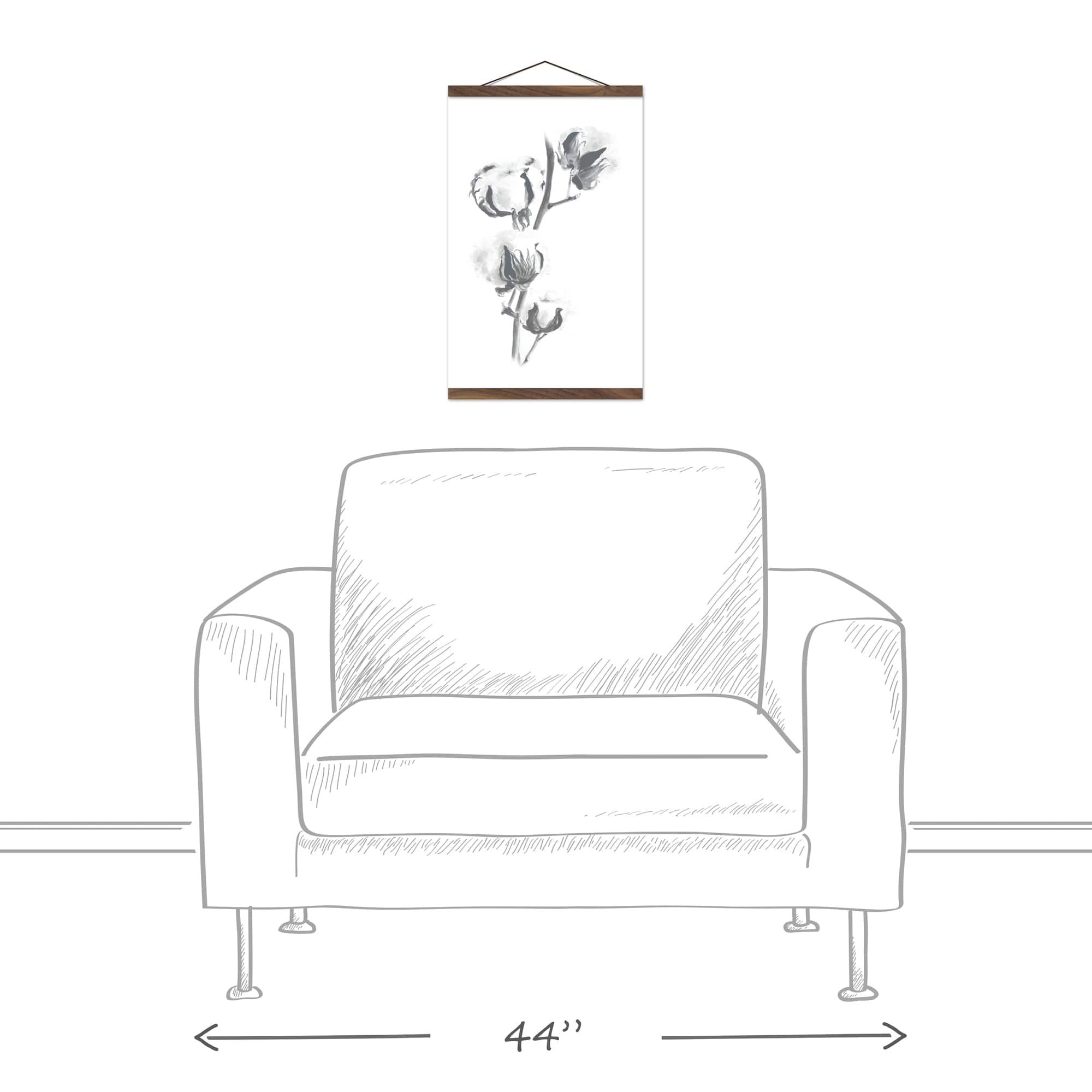 Soft Neutral Cotton Teak Hanging Canvas Wall Art
