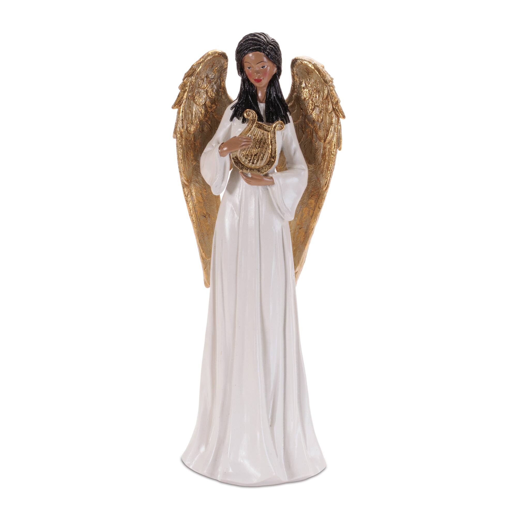 Melrose 13.5" Angel Figurine with Harp & Gold Wings
