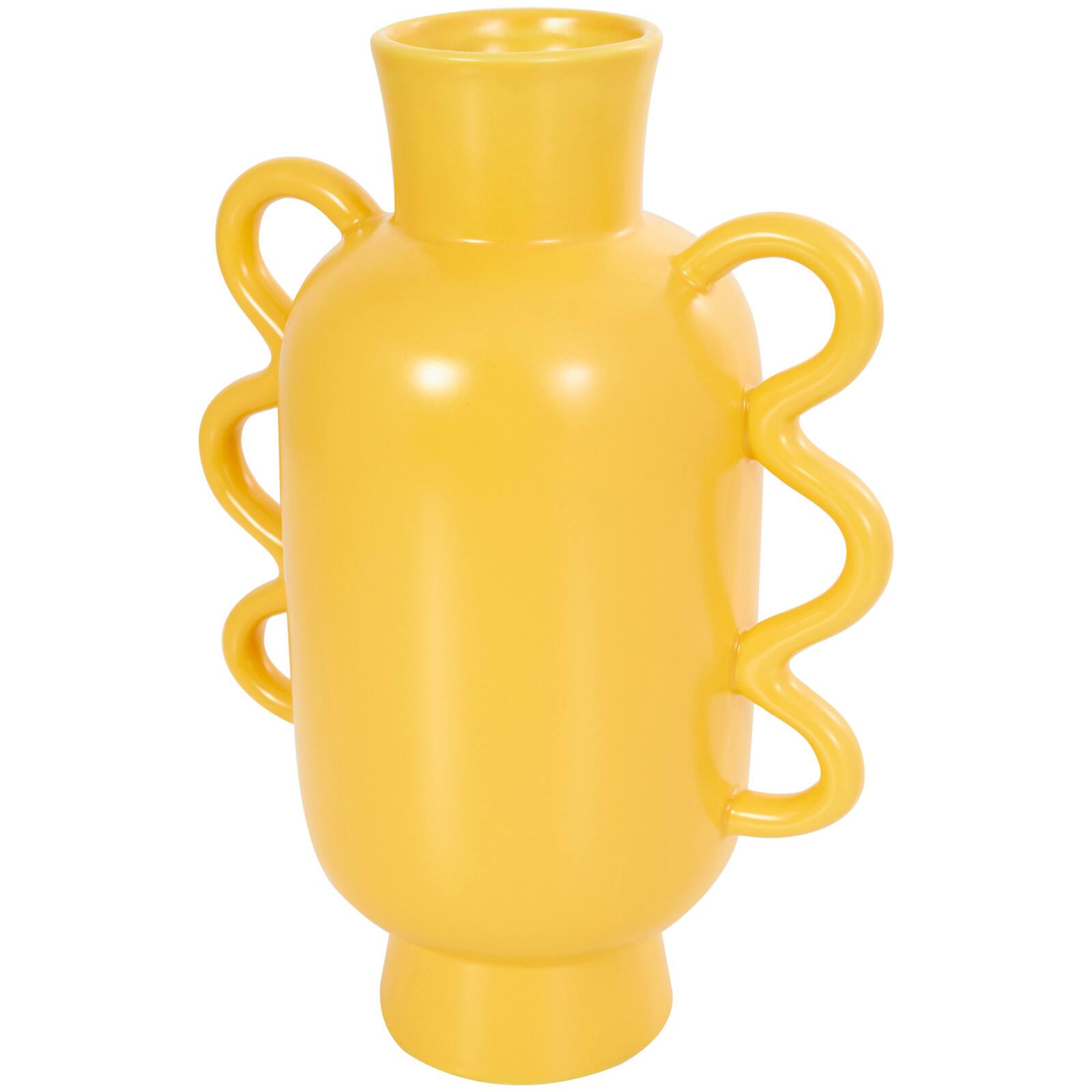 CosmoLiving by Cosmopolitan Geometric Wavy Handles Ceramic Vase Set