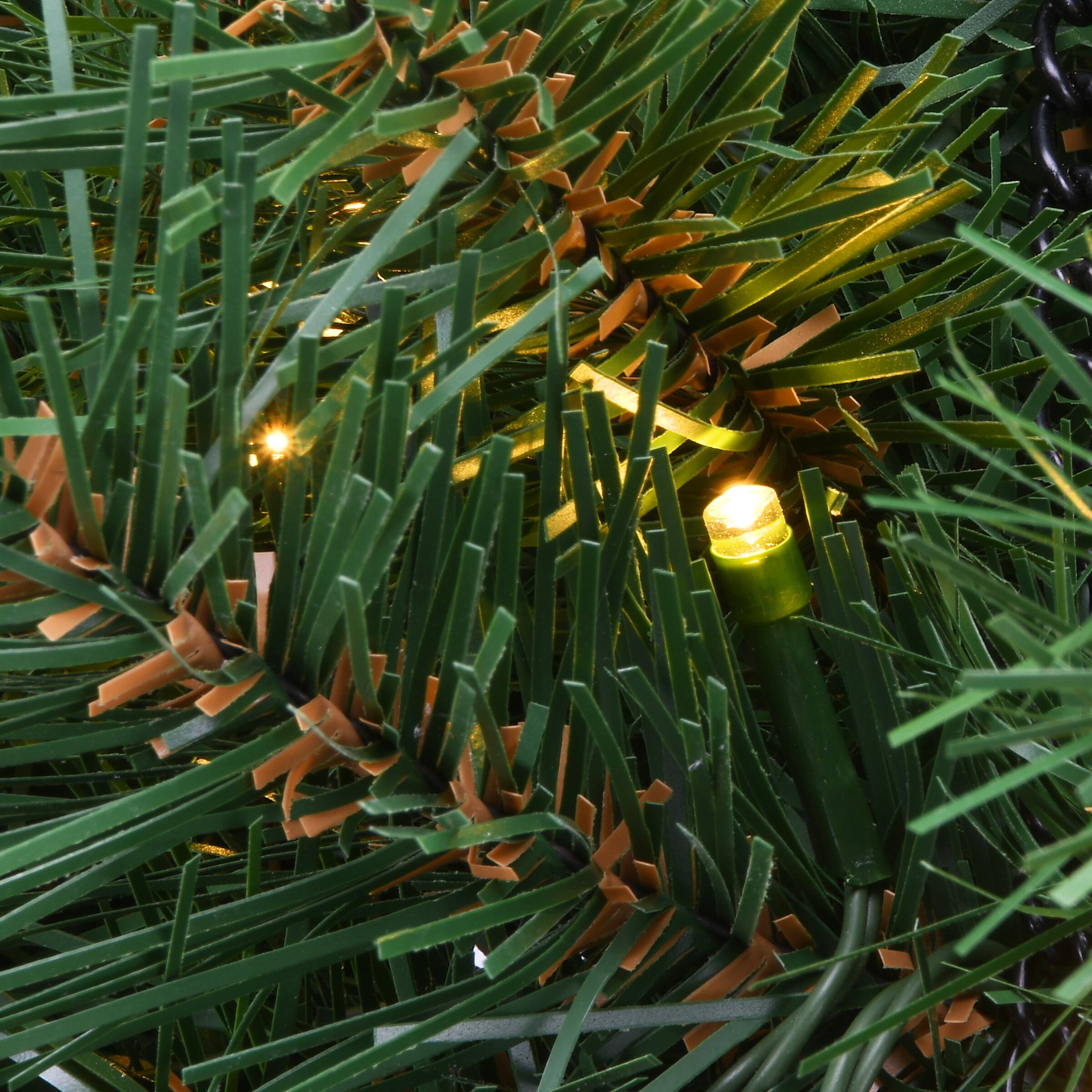 20" Tiffany Fir Hanging Basket With Warm White LED Battery Lights