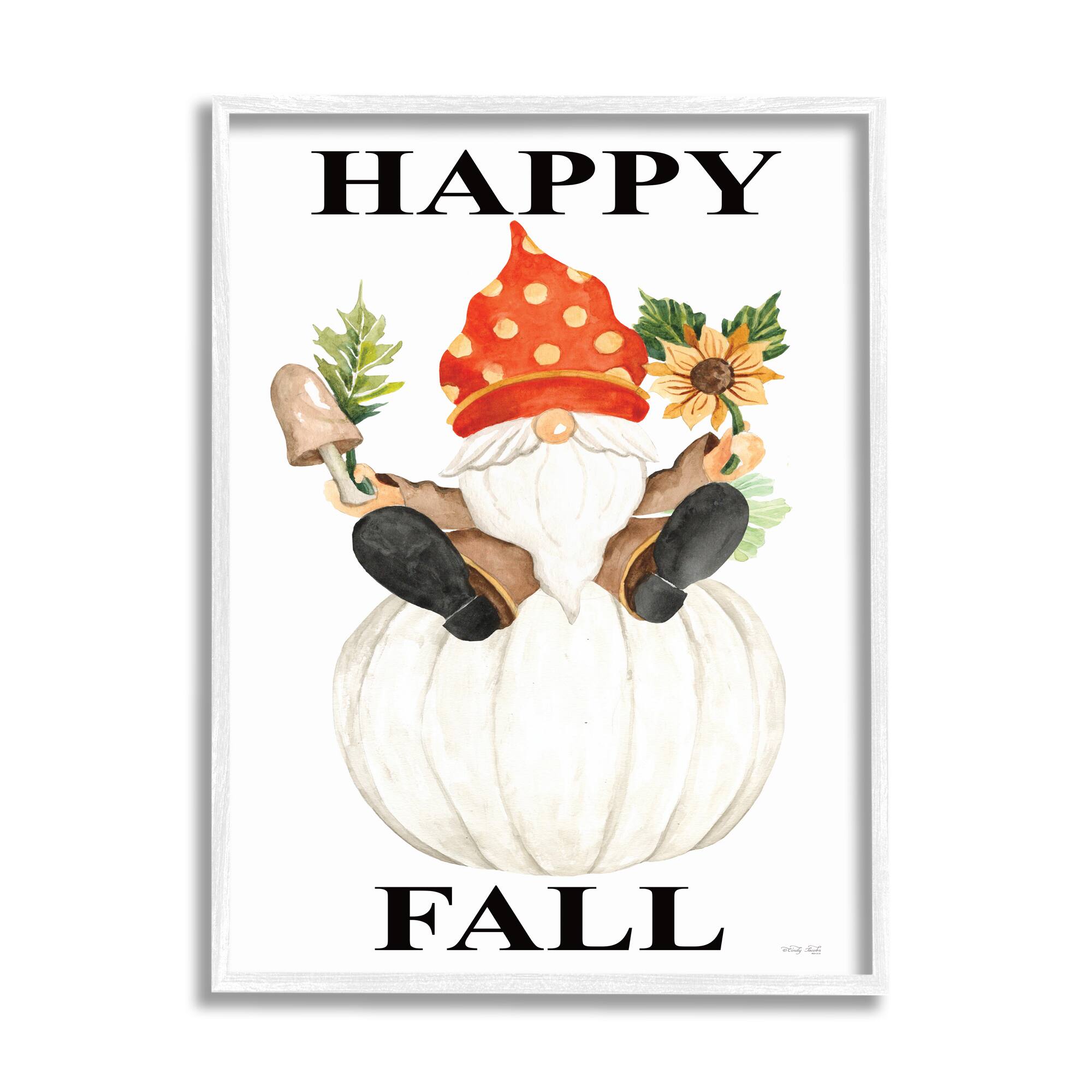 Stupell Industries Happy Fall Whimsical Gnome Framed Giclee Art