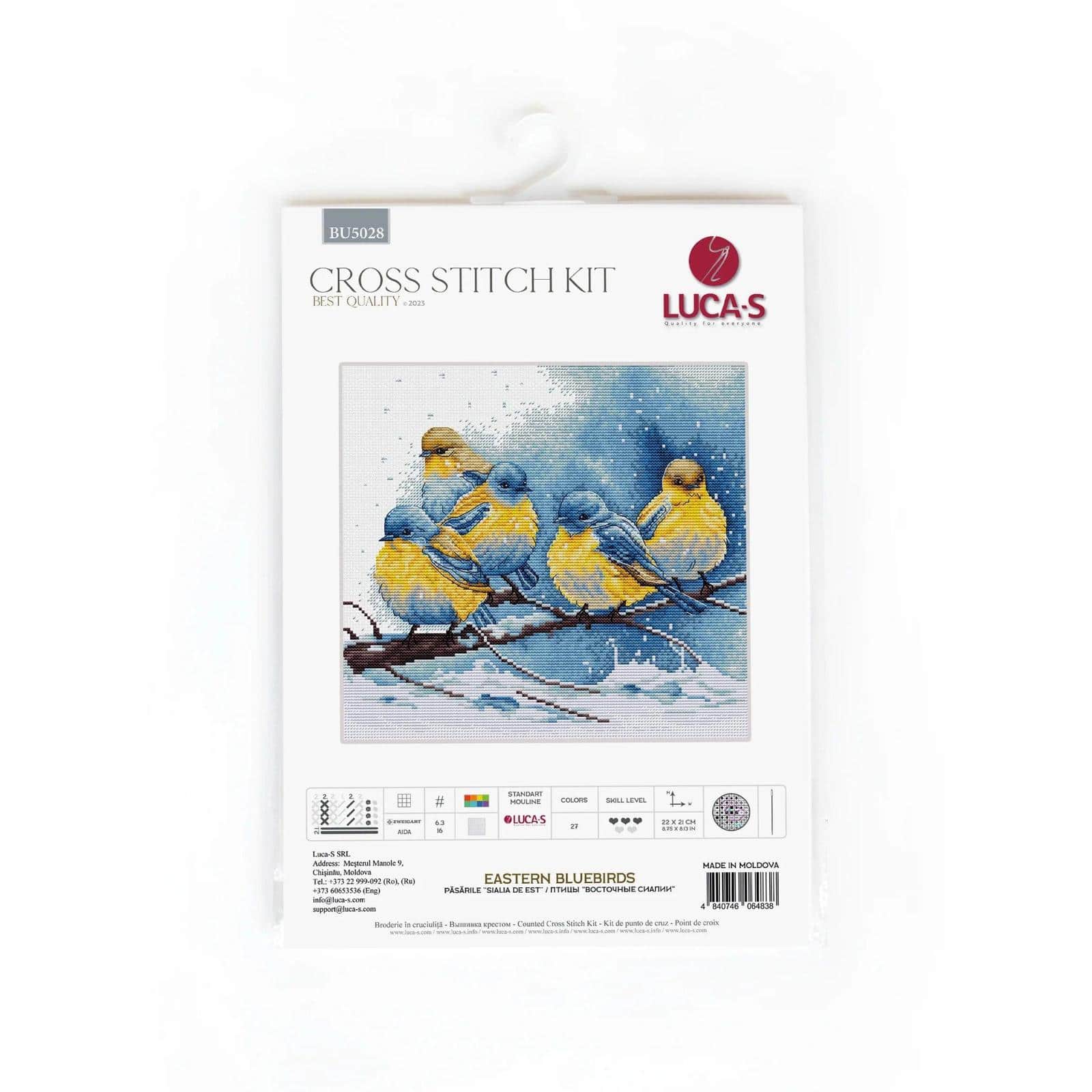 Luca-S Eastern Bluebirds Counted Cross Stitch Kit