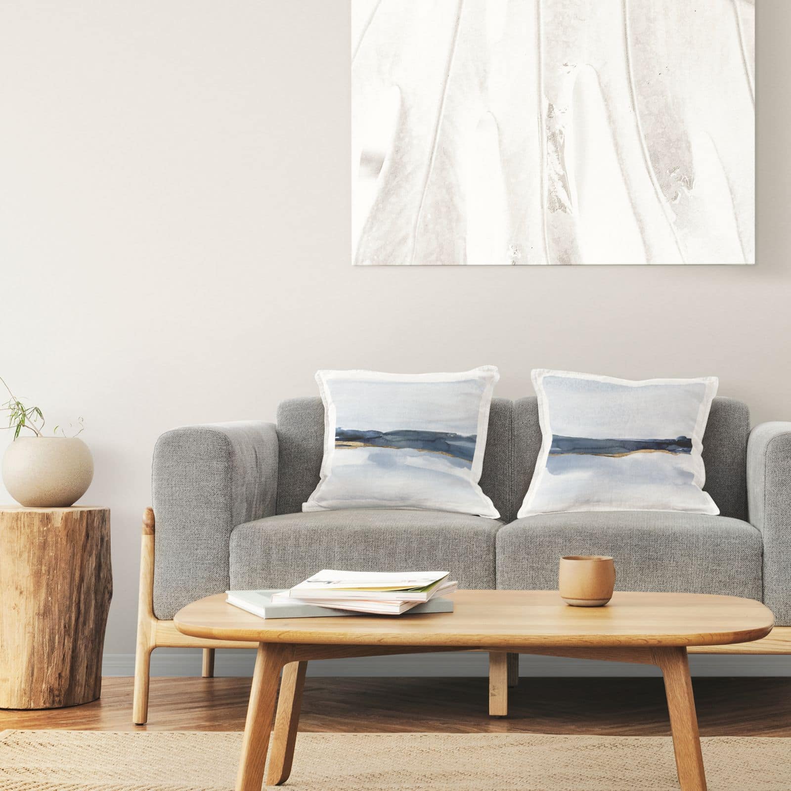 Stupell Industries Calming Modern Abstract Foggy Landscape 2 Pillow Set, 18" x 18"