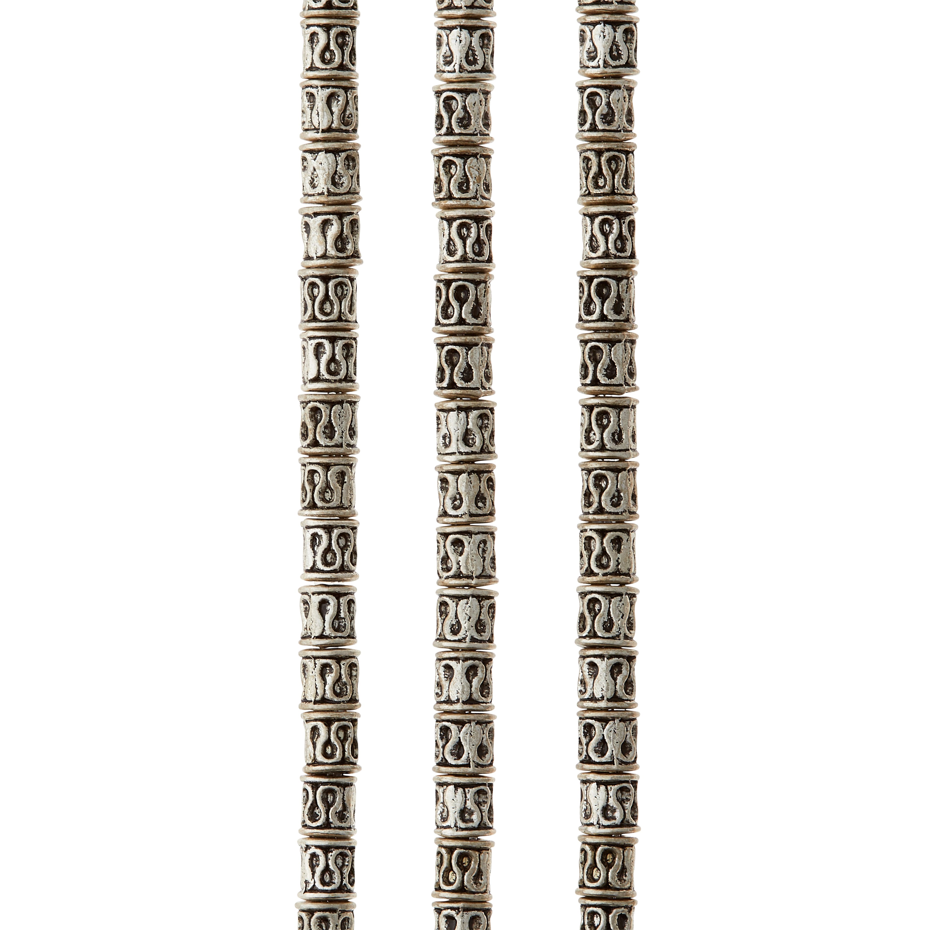 Sterling Silver Plated Snake Design Tube Beads, 6mm by Bead Landing™