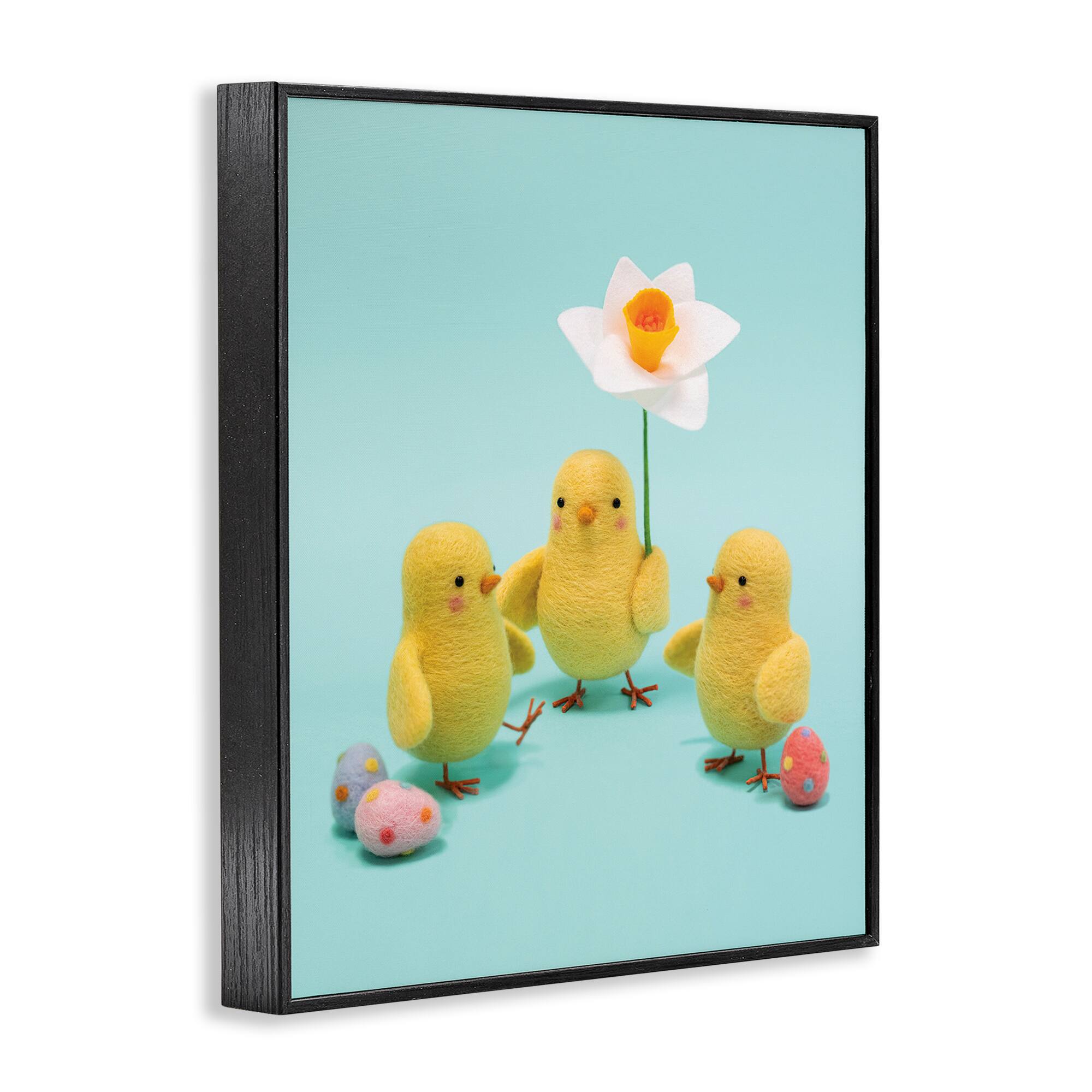 Stupell Industries Spring Chicks Floral Easter Eggs Framed Giclee Art