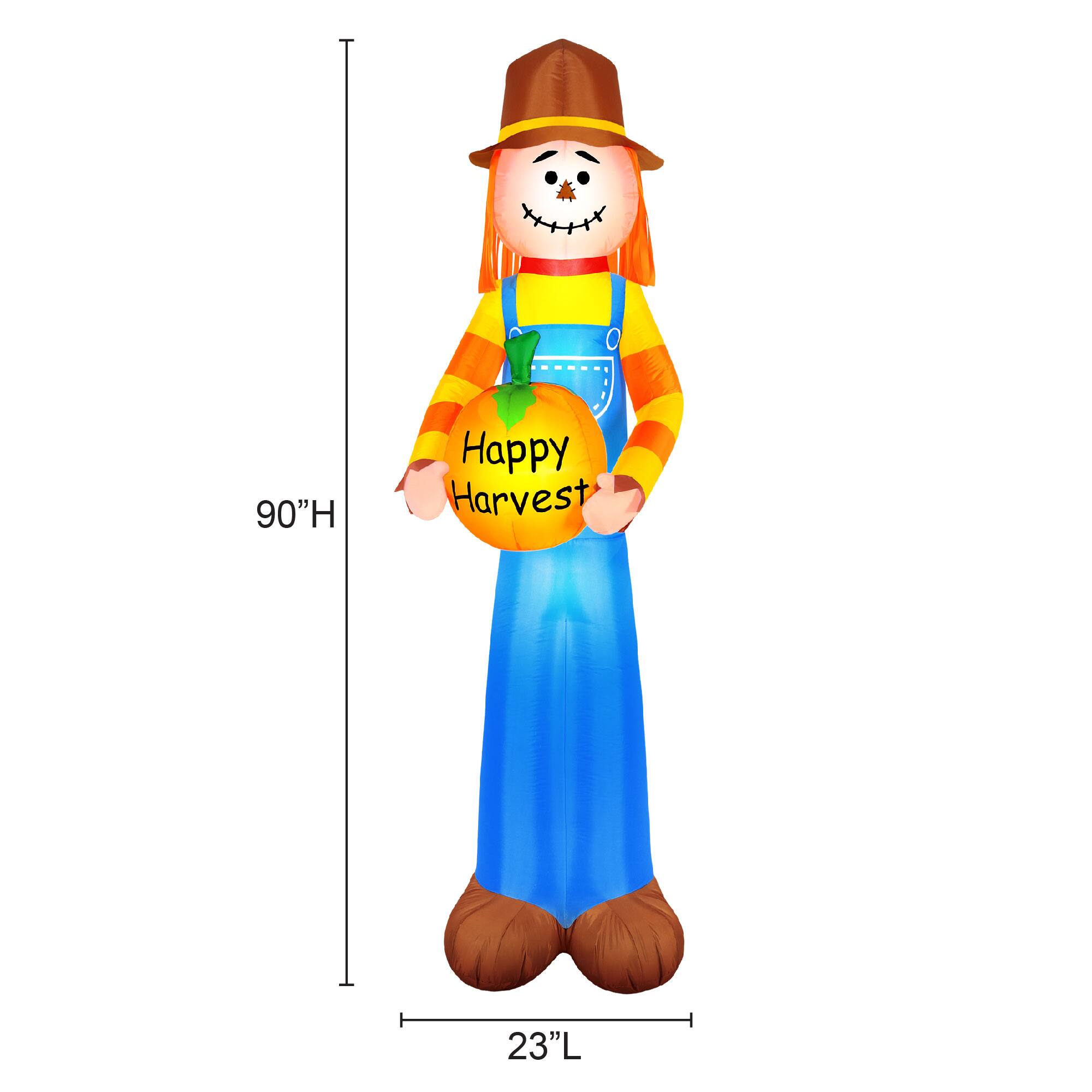 Airflowz Inflatable 7.5ft. Harvest Scarecrow Holding Pumpkin
