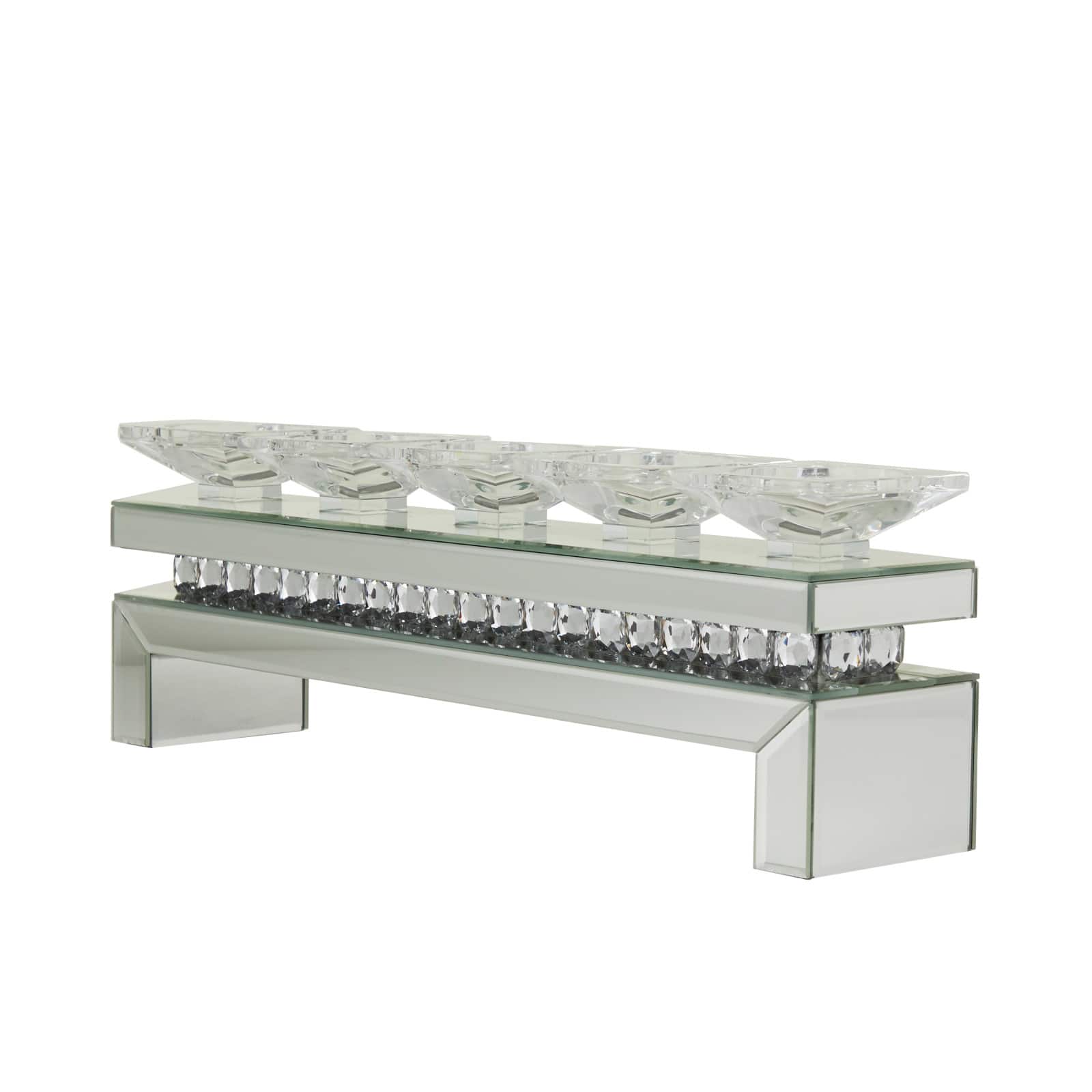 Set of 3 Silver MDF Glam Candle Holder, 7" x 20" x 4"