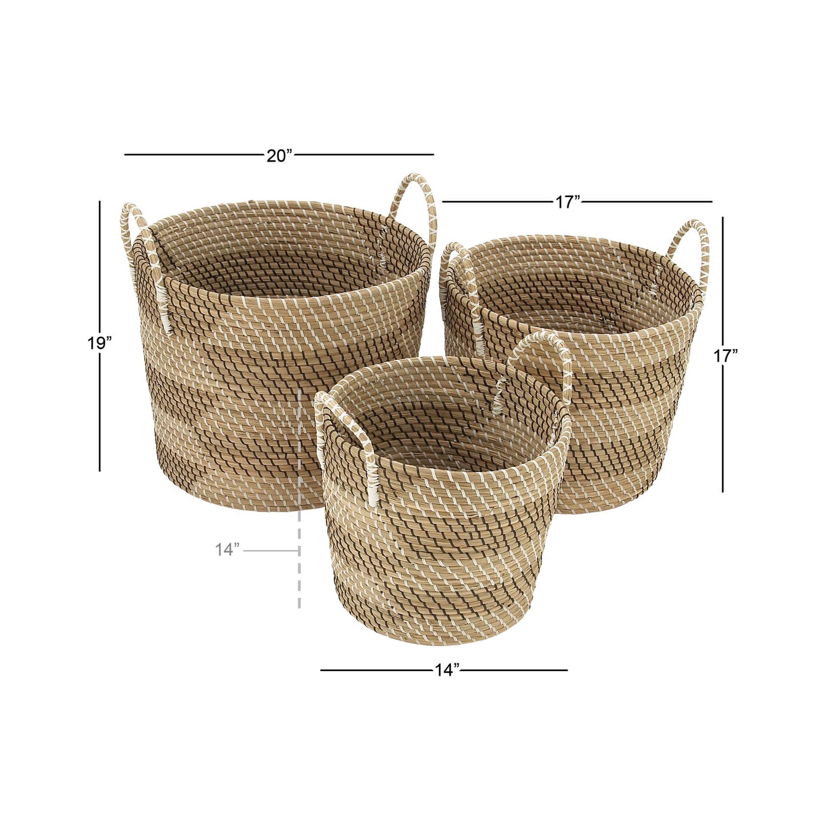Beige Seagrass Modern Storage Basket Set