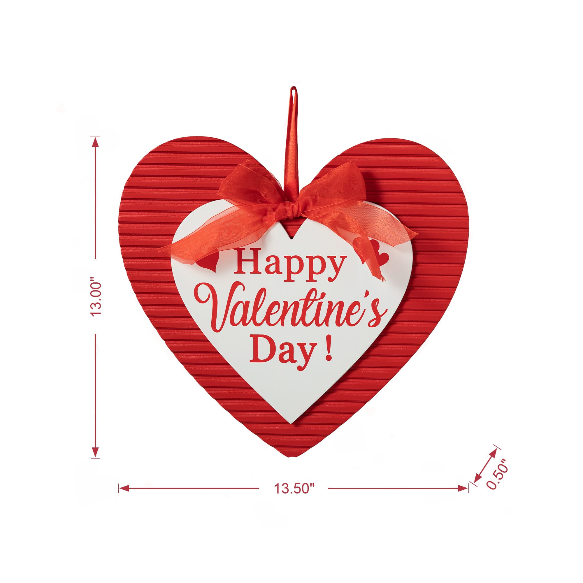 Glitzhome® 13.5" Valentine's Wooden Heart Door Hanger