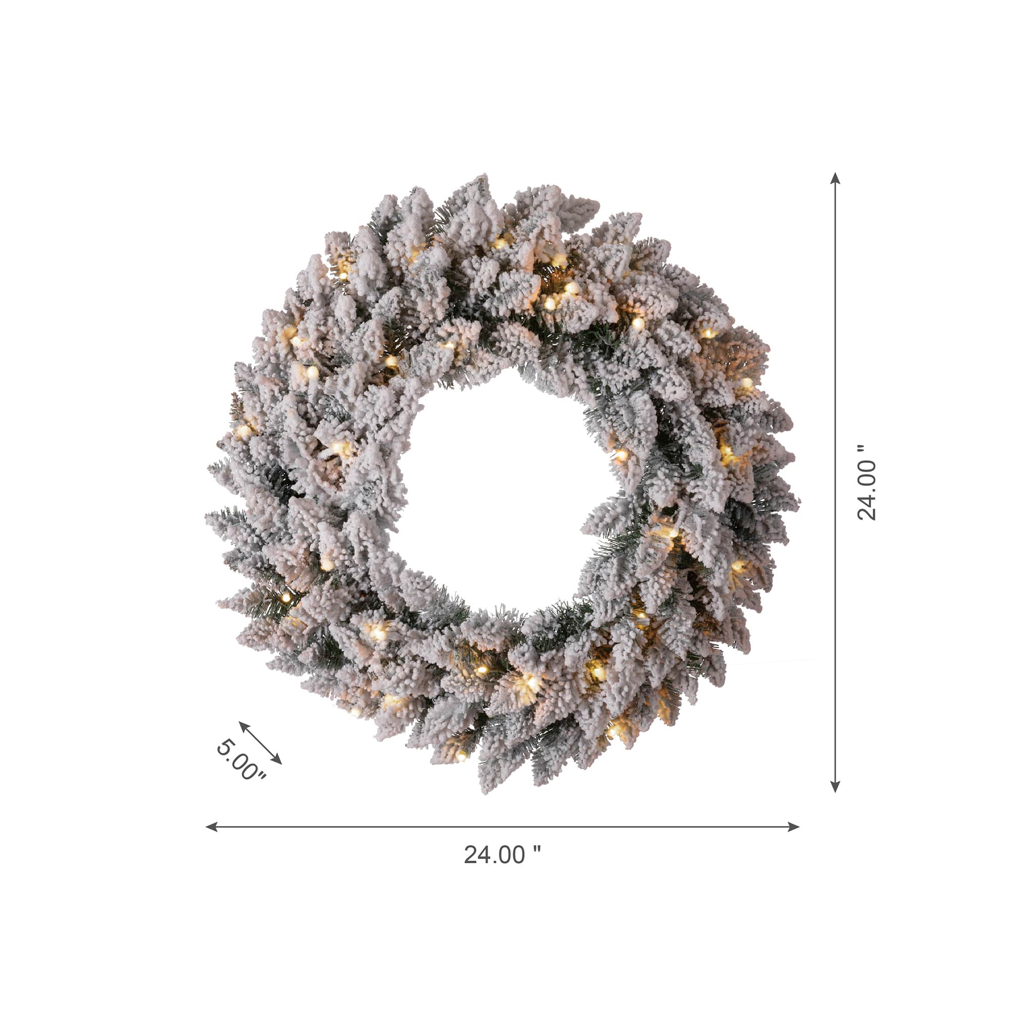 Glitzhome® Pre-Lit Flocked Christmas Wreath & Garland Set with Timer, 3 Functions