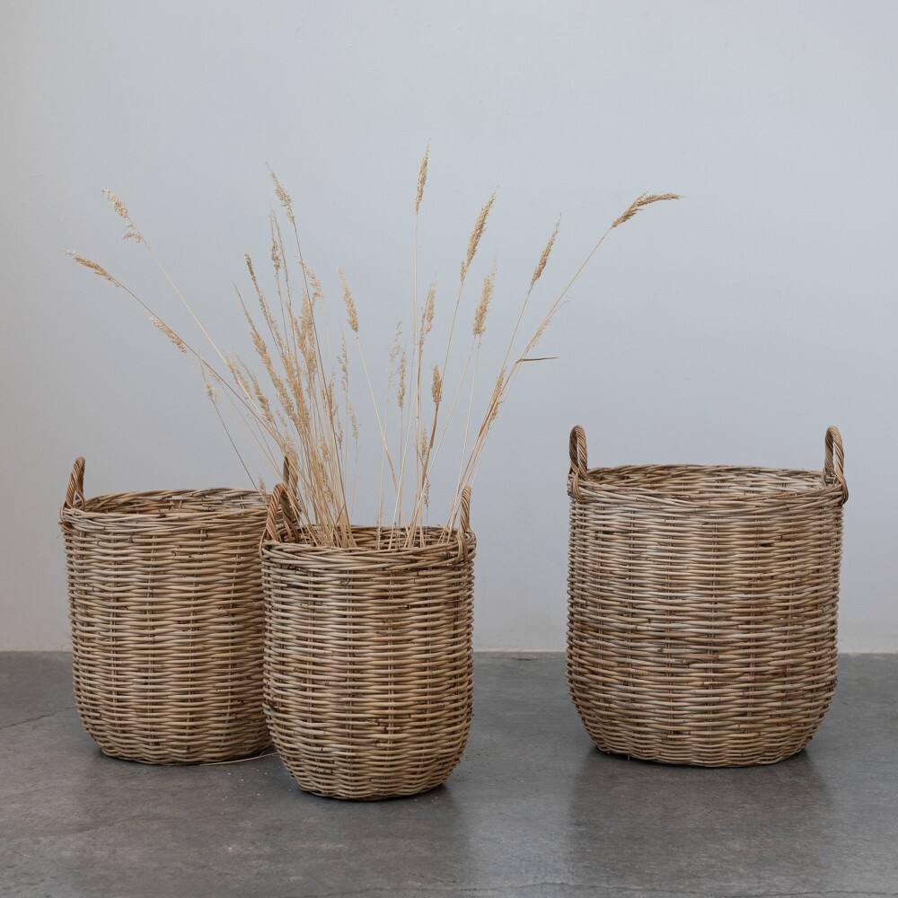 Hello Honey® Natural Woven Rattan Storage Basket Set