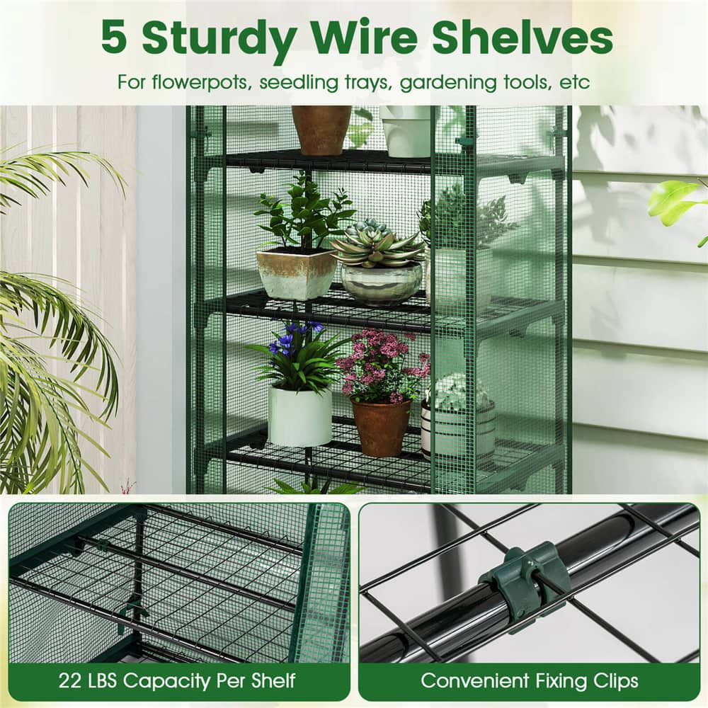 Costway 27" x 19" x 75" Mini Greenhouse with 5 Tier Shelves