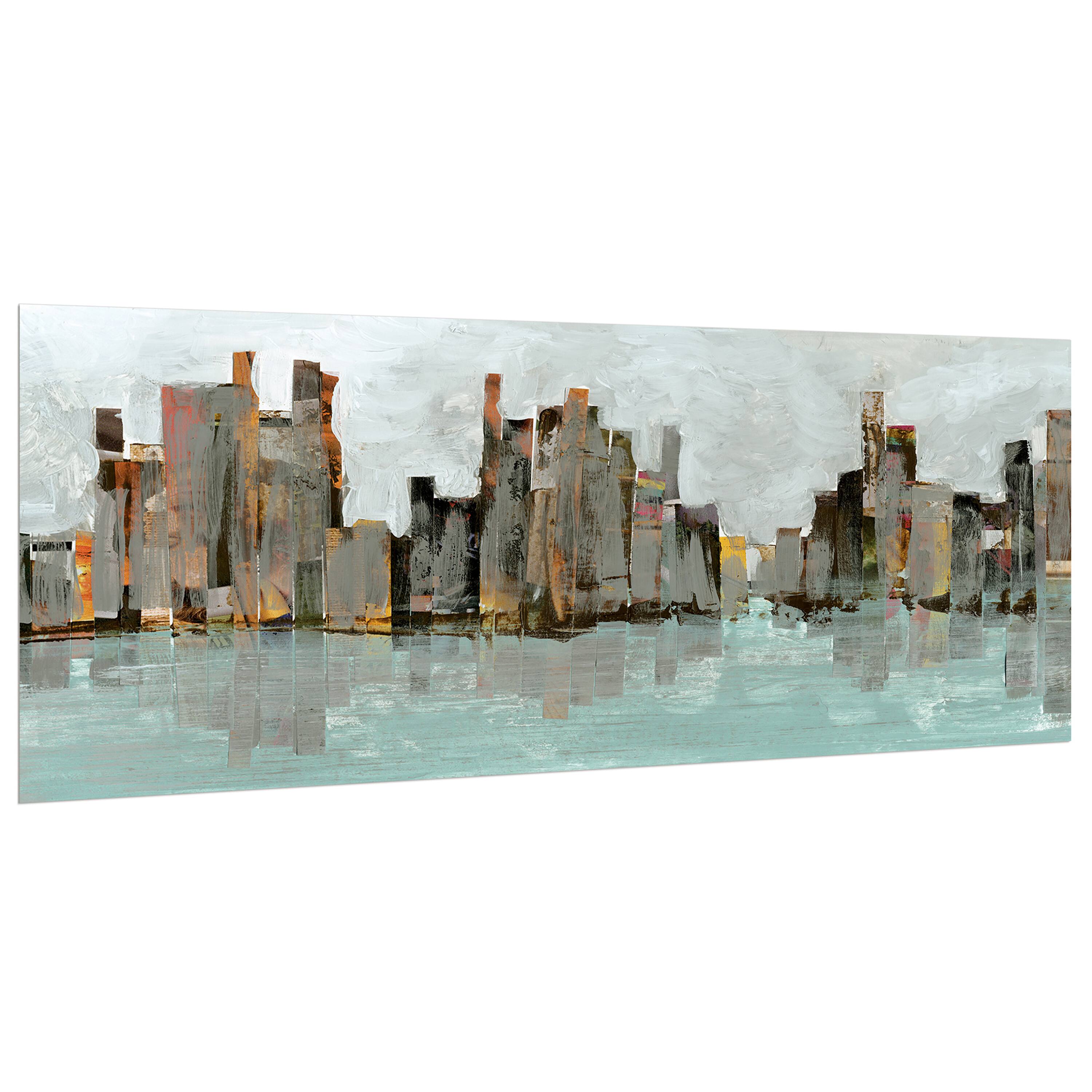 Empire Art Direct 63" x 24" City Abstract Chicago Skyline Frameless Printed Tempered Glass Wall Art