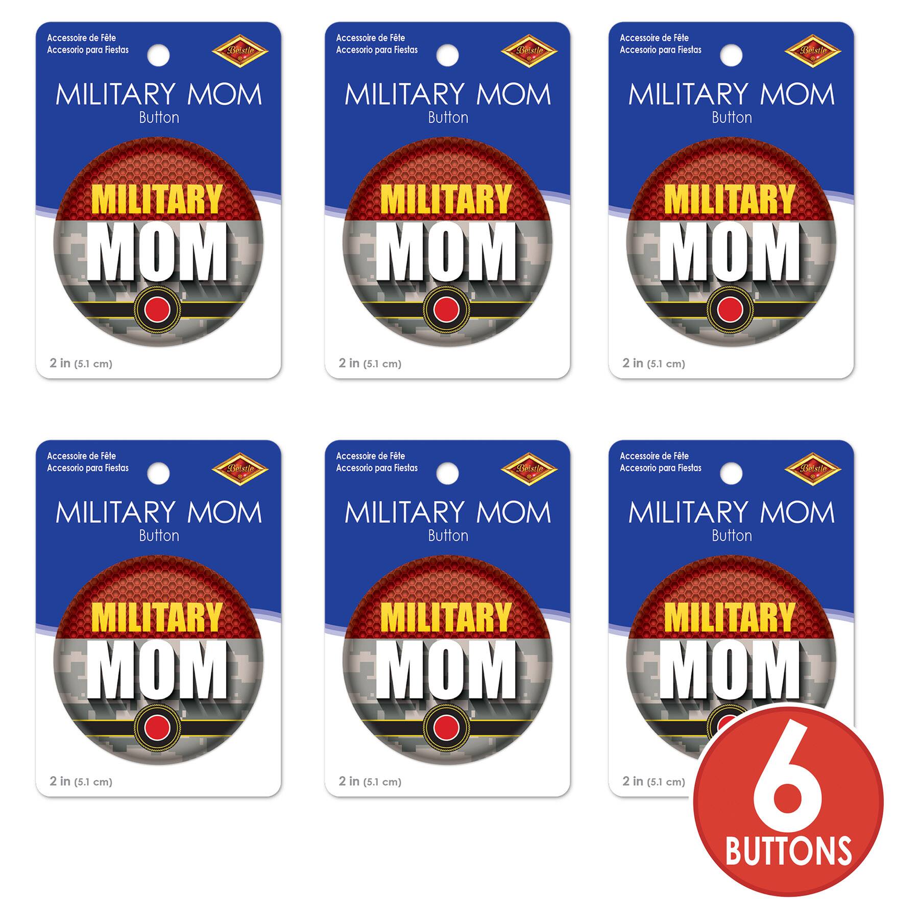 Beistle 2" Red Camouflage Military Mom Buttons, 6ct.