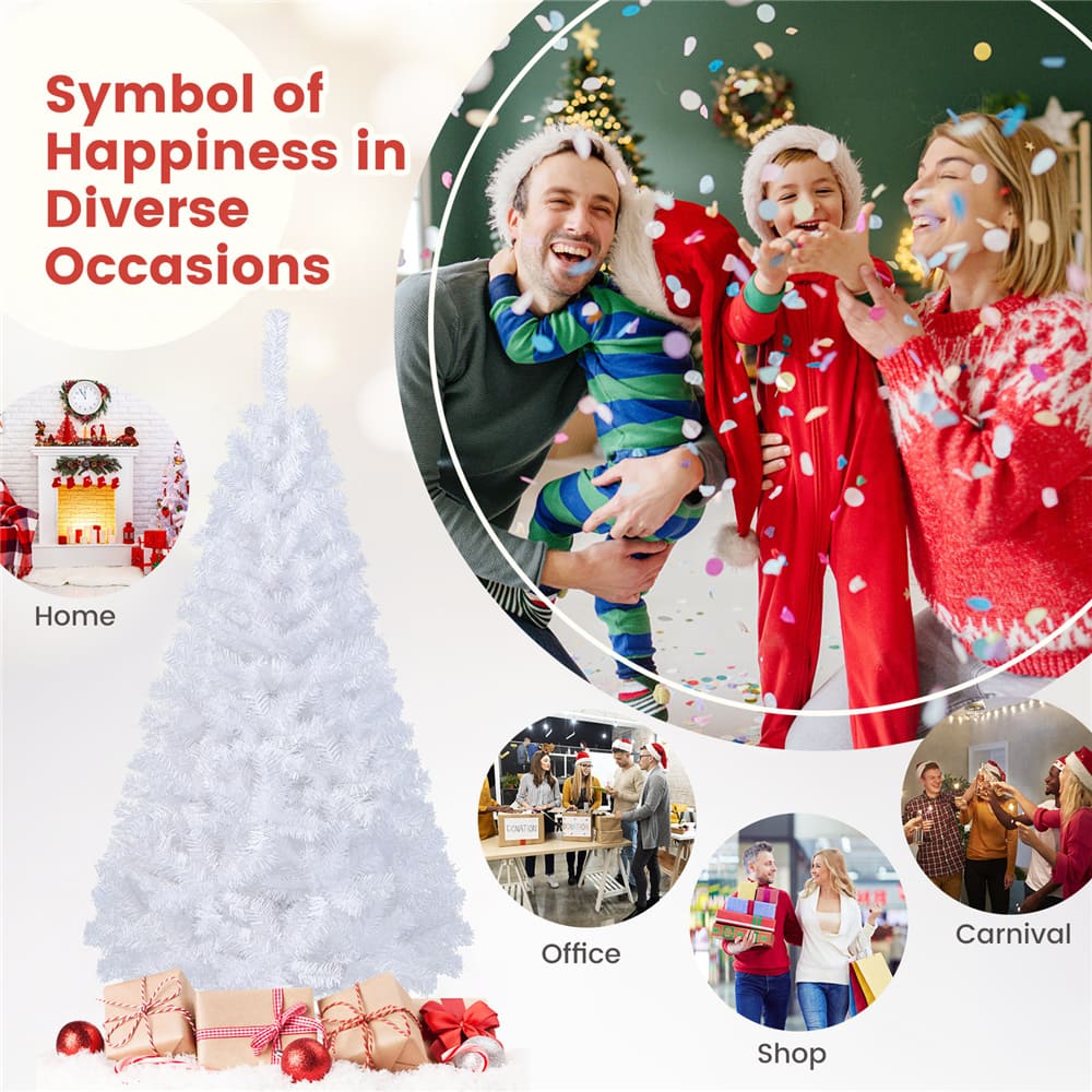 Costway 5ft. Unlit White Artificial Christmas Tree with Stand