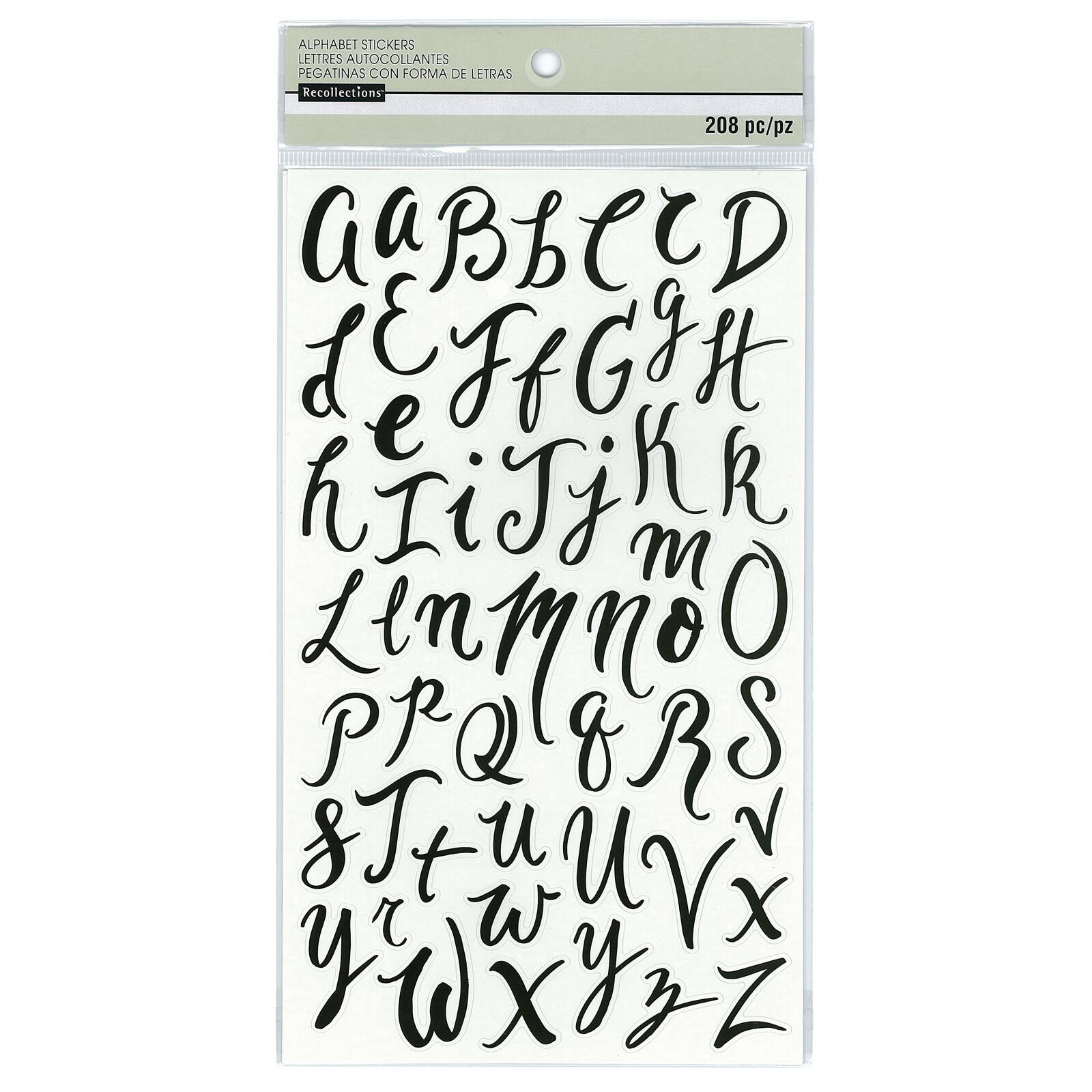 Autocollants lettres de l'alphabet noires en police script de Recollections