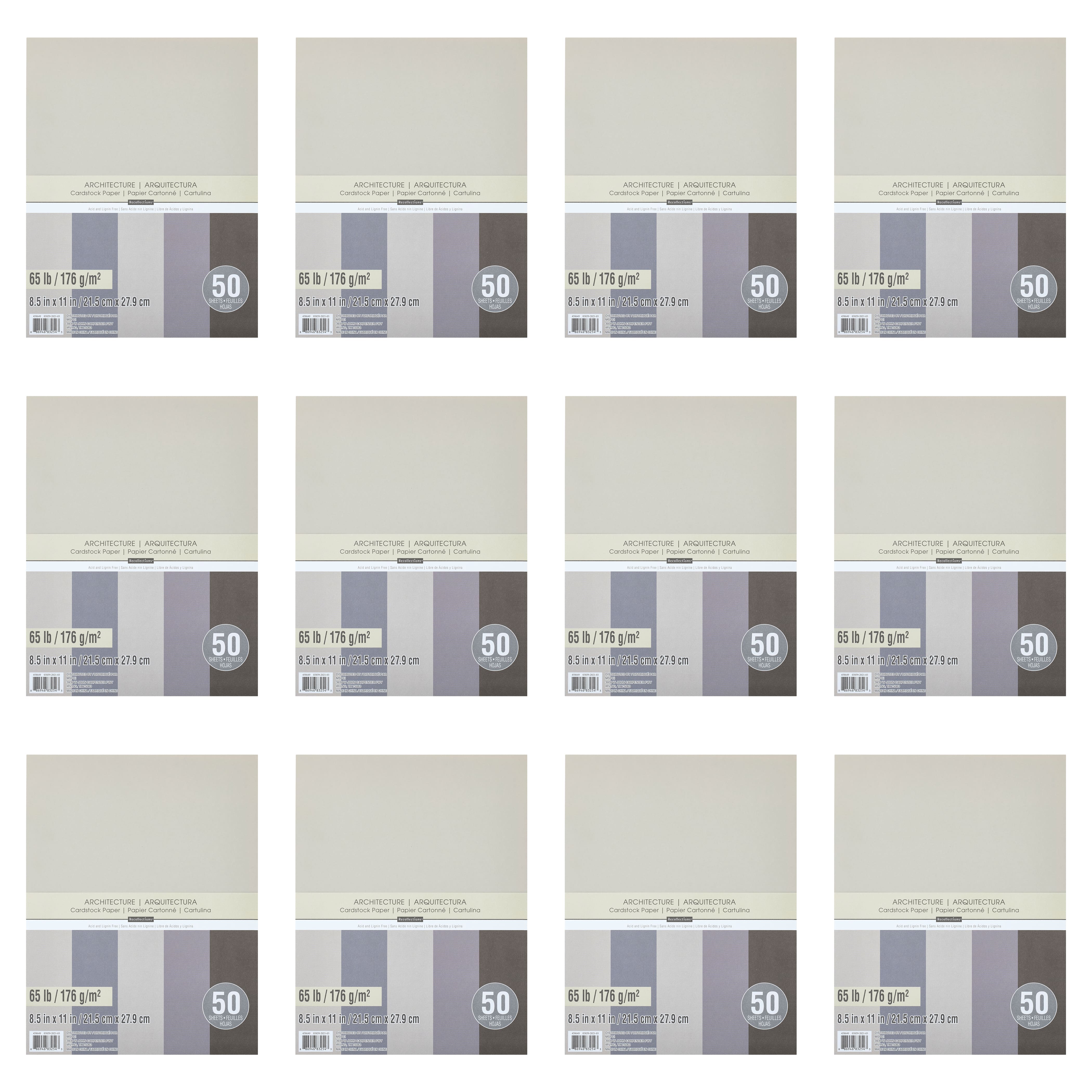 12 Packs: 50 ct. (600 total) Architecture 8.5" x 11" Cardstock Paper by Recollections™