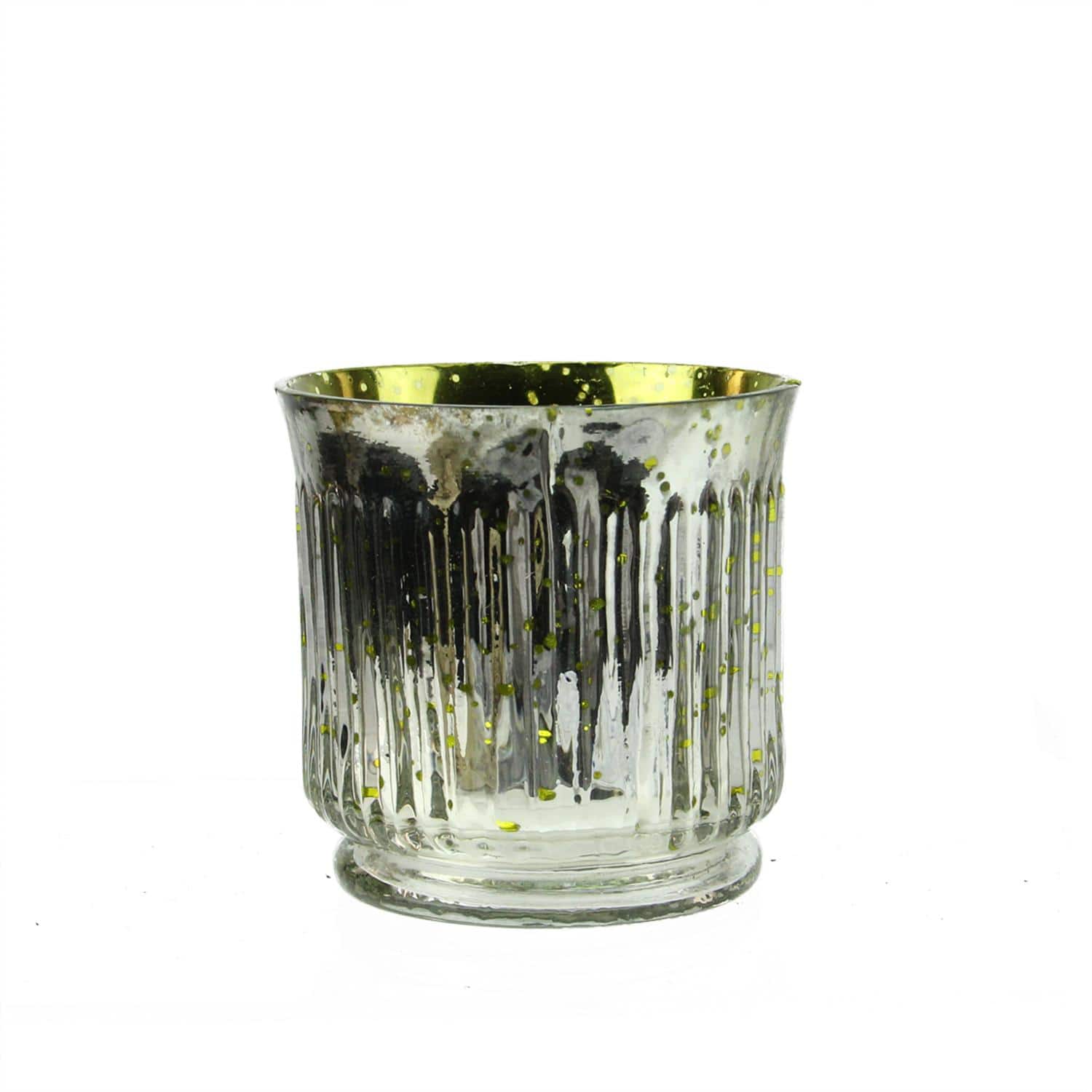 3.25" & Silver Ribbed Mercury Glass Votive Candle Holders