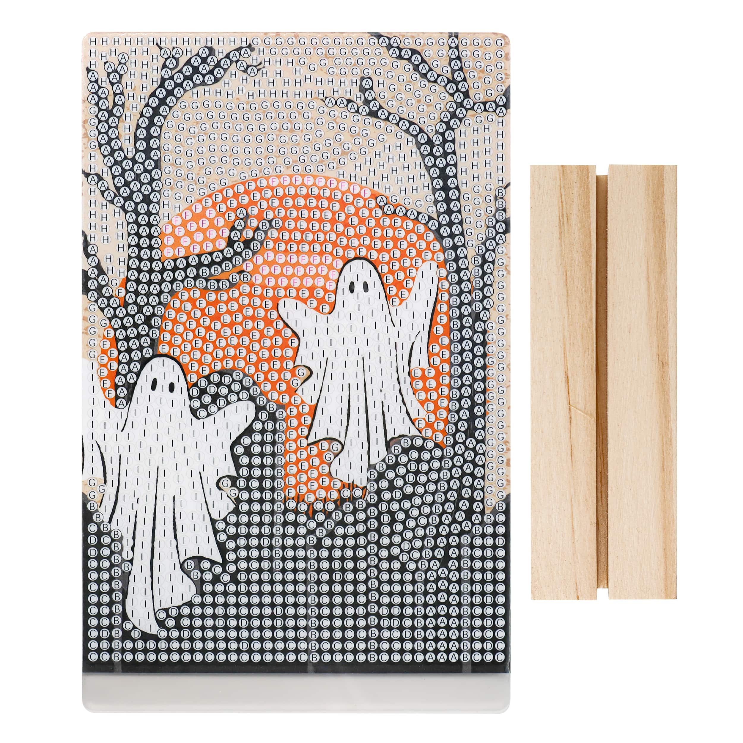 4" x 6" Graveyard Ghosts Acrylic Surface Diamond Art Kit with Wood Stand by Make Market®