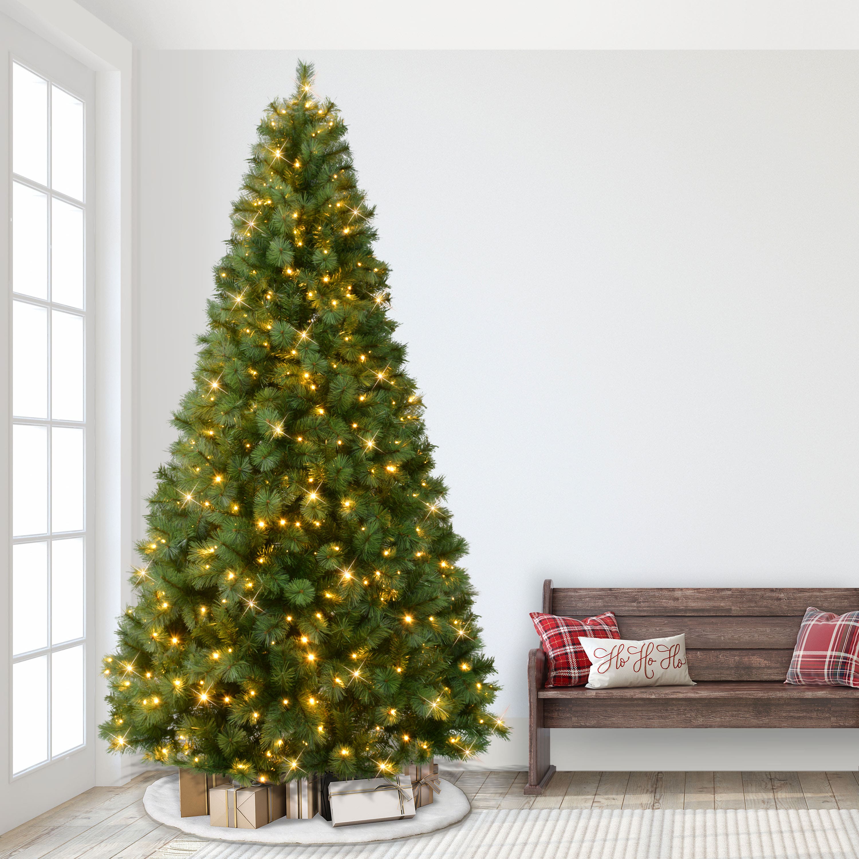 9ft. Pre-Lit Green Artificial Wyoming Pine Tree, Multi-Function LED Lights